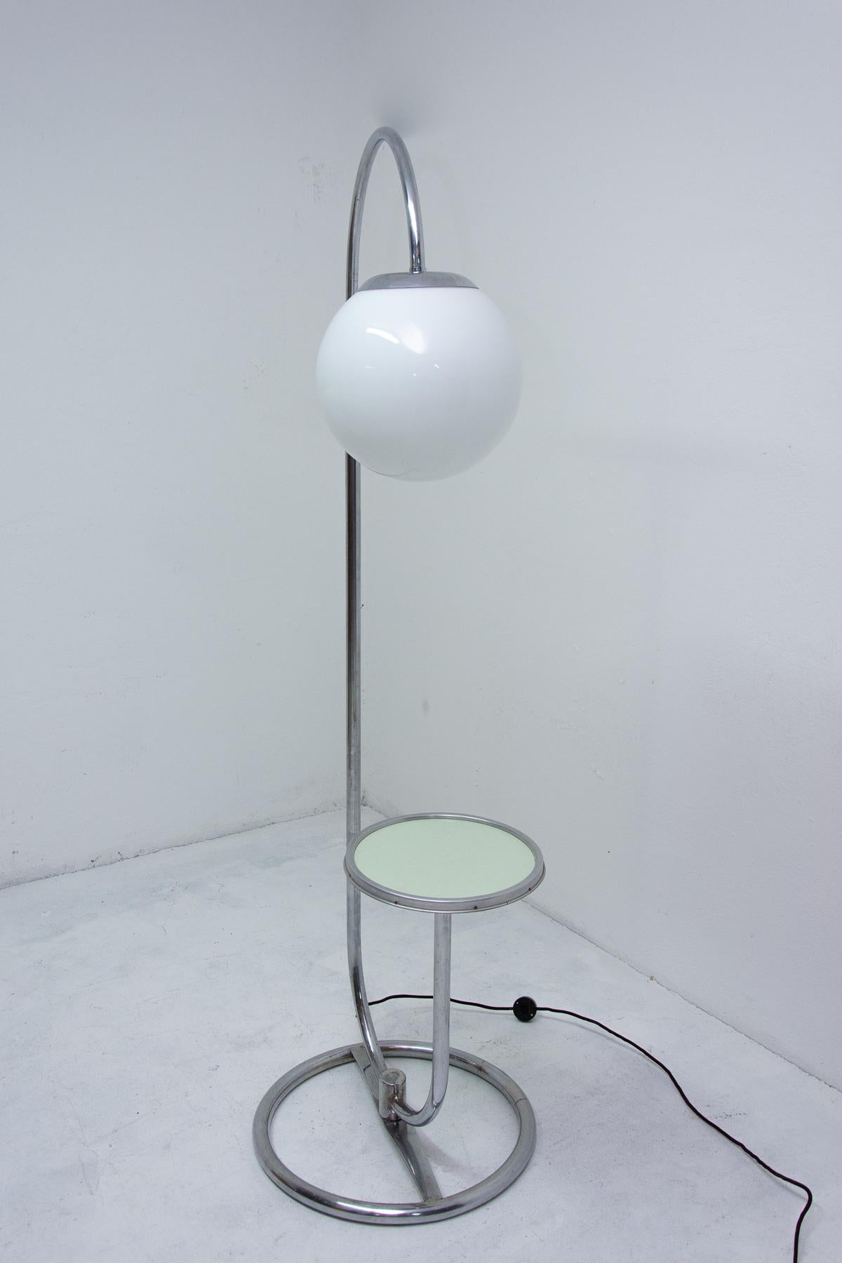 Mid-20th Century Bauhaus Chromed Floor Lamp by Robert Slezak, 1930s, Bohemia