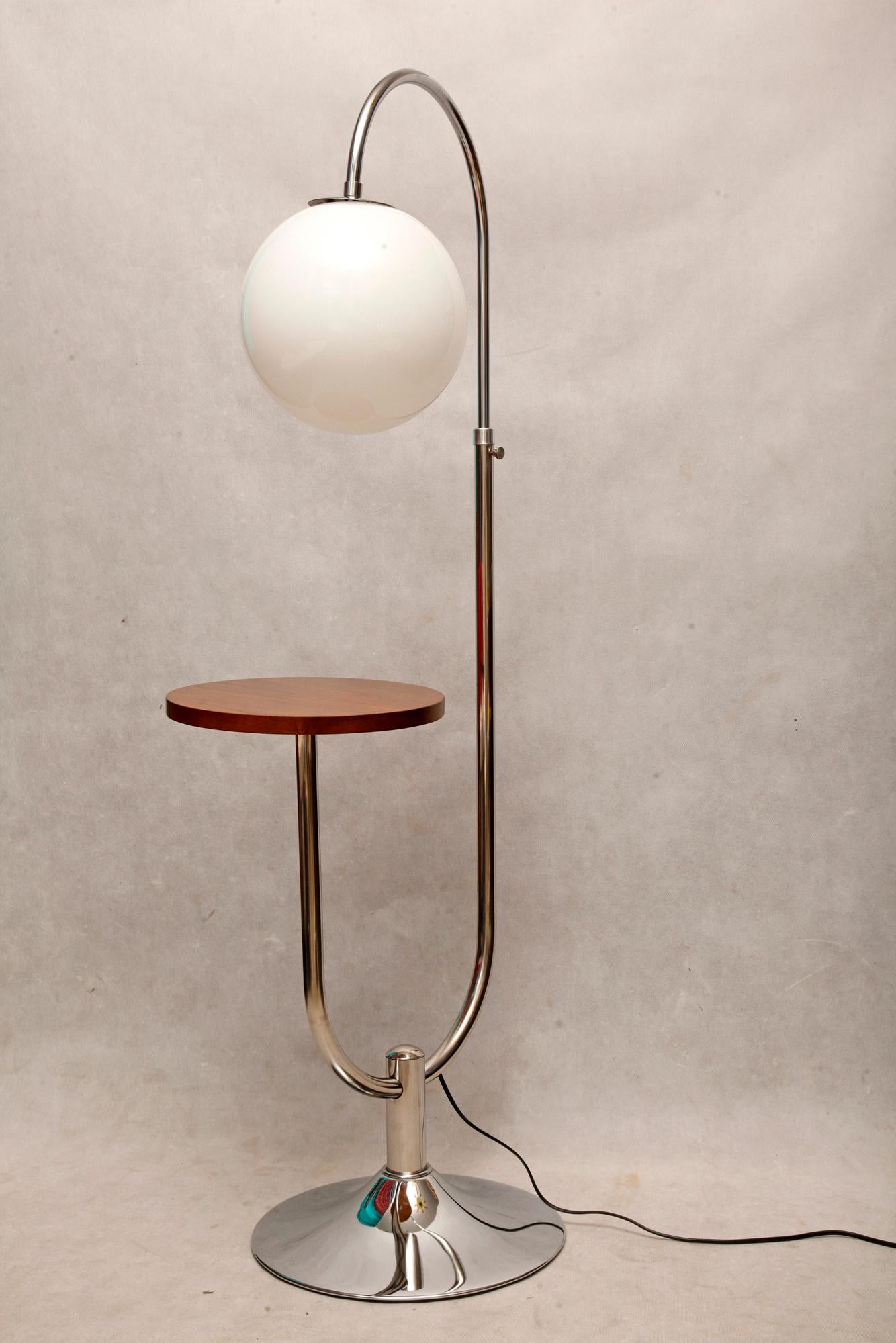 Czech Bauhaus Chromed Floor Lamp by Robert Slezak, 1930s