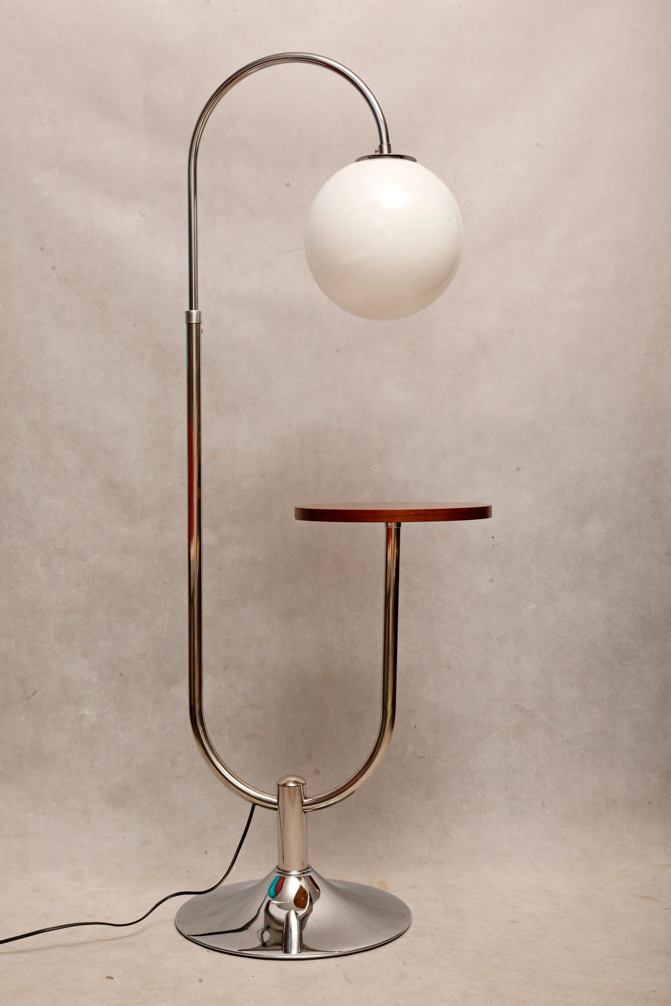 Bauhaus Chromed Floor Lamp by Robert Slezak, 1930s In Excellent Condition In Warsaw, PL
