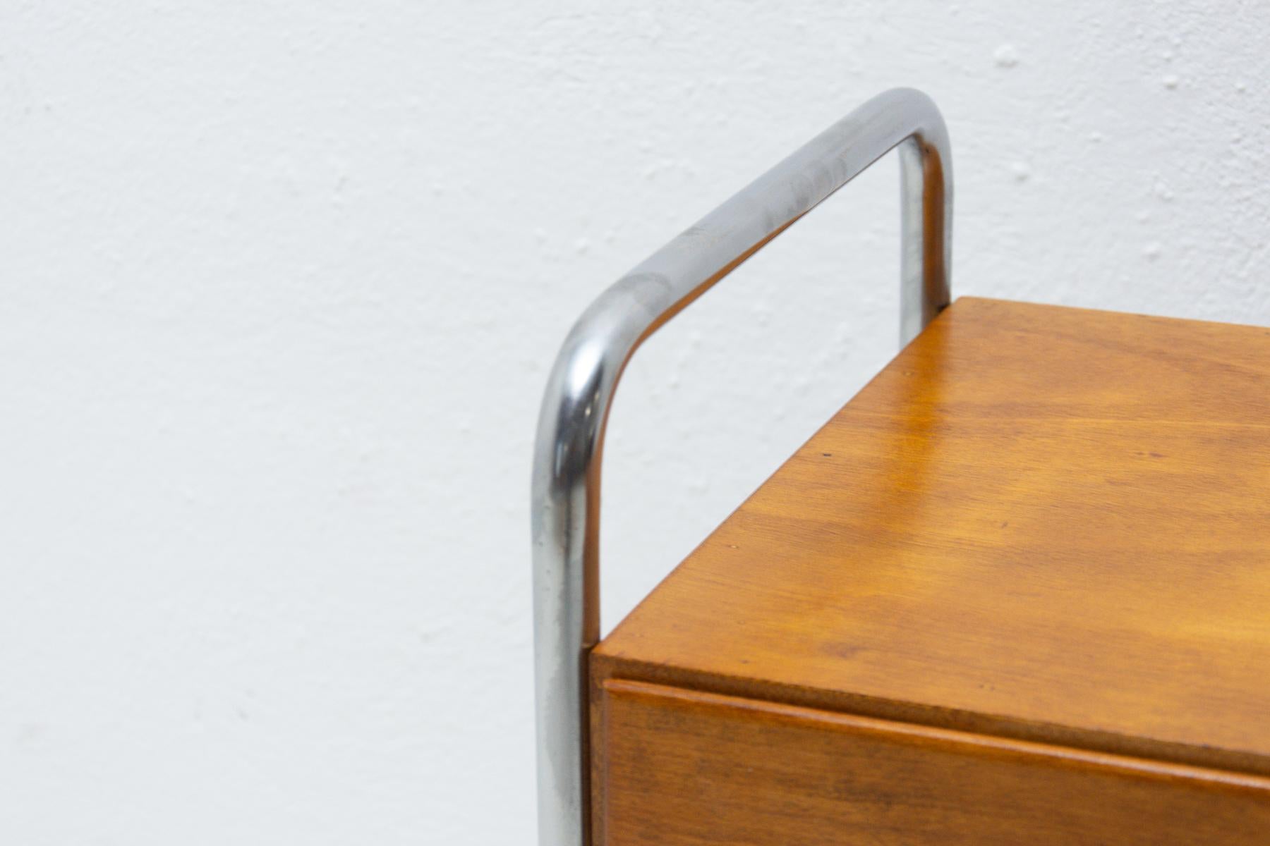 Bauhaus Chromed Side or Bedside Table by Robert Slezak, 1930´S, Czechoslovakia 4