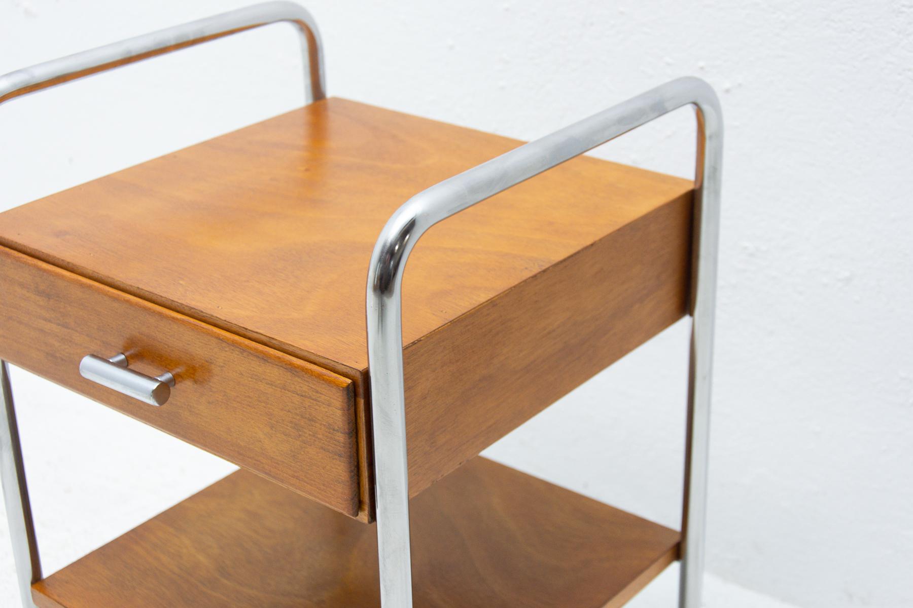 Bauhaus Chromed Side or Bedside Table by Robert Slezak, 1930´S, Czechoslovakia 5