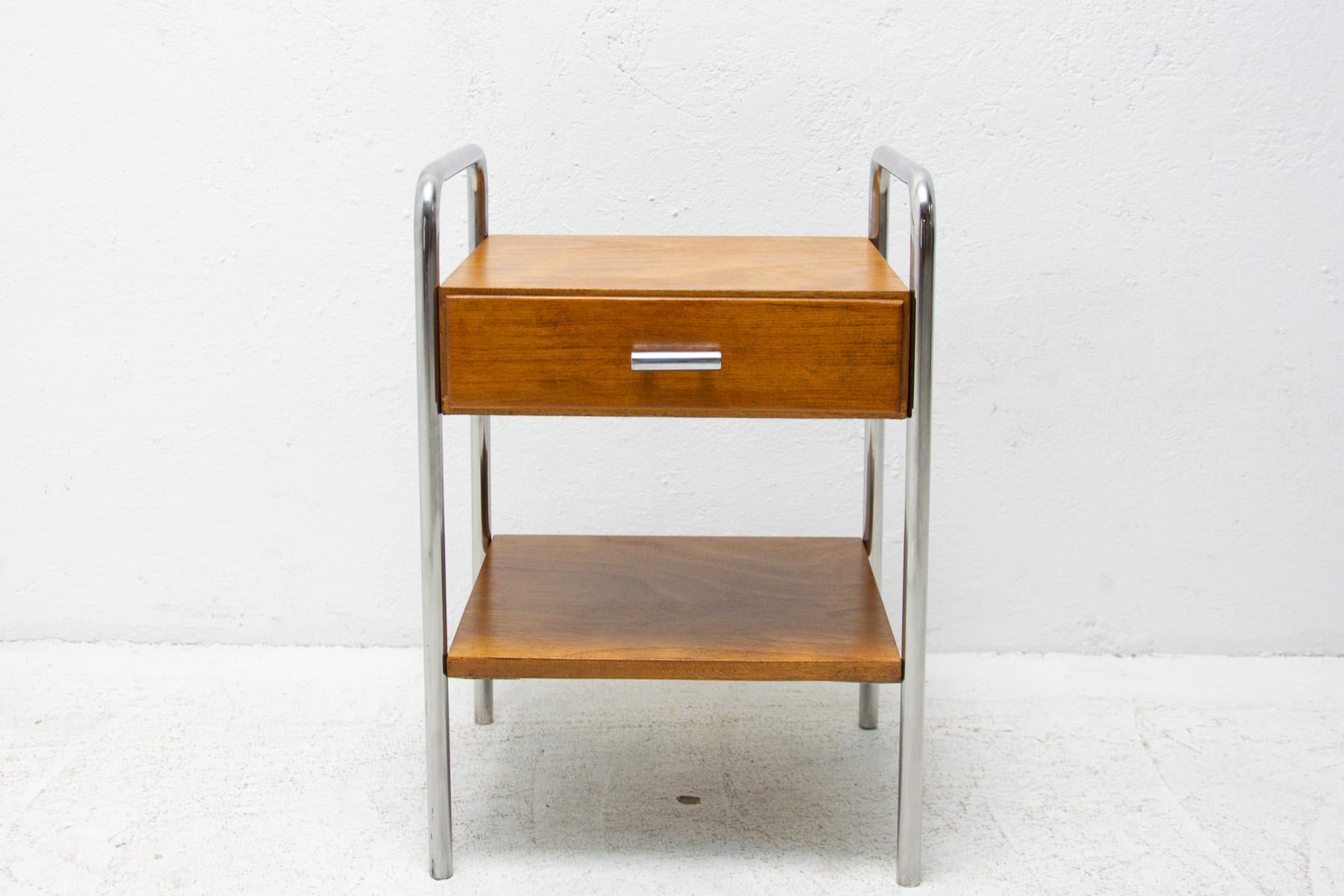 Bauhaus Chromed Side or Bedside Table by Robert Slezak, 1930´S, Czechoslovakia 9