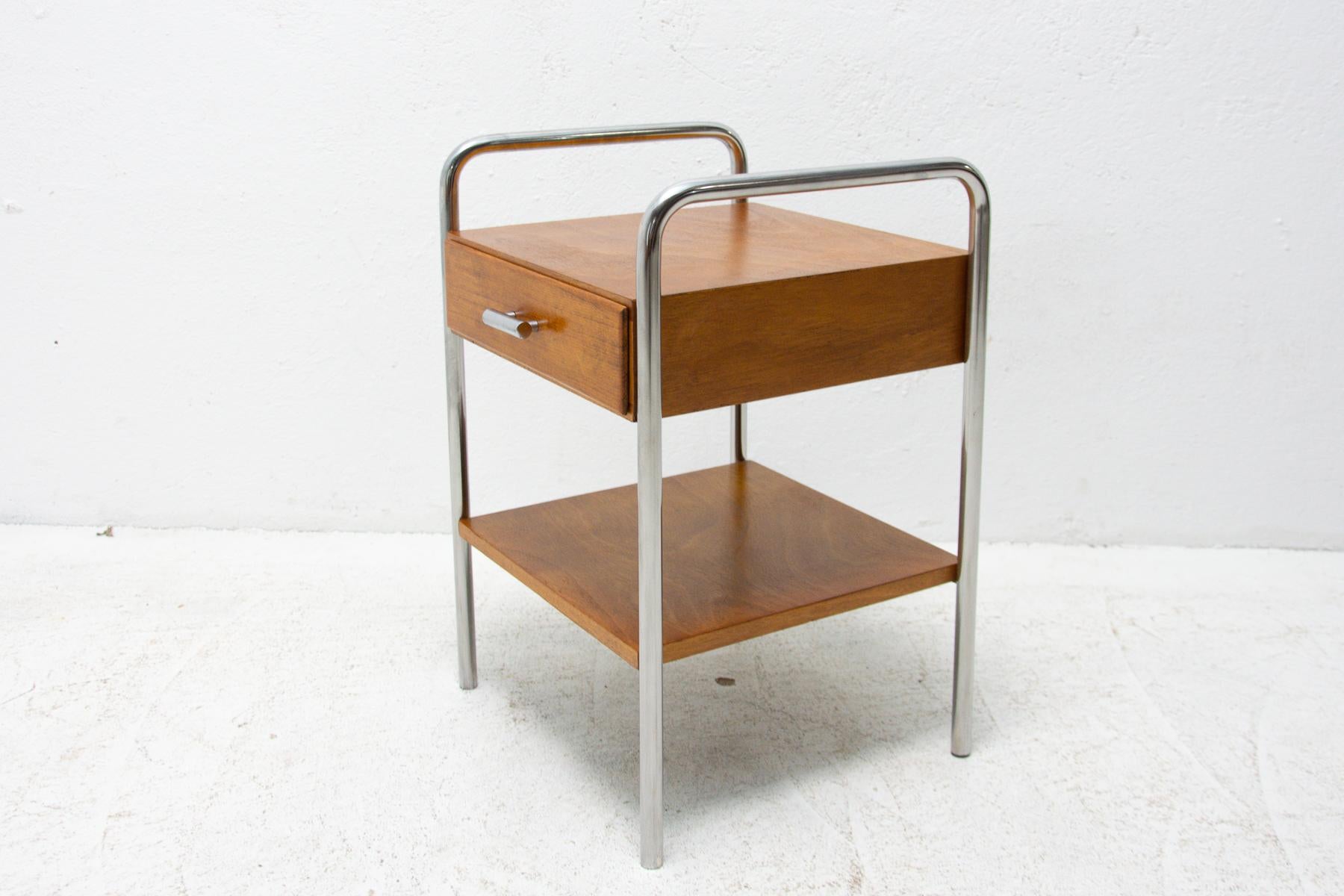 20th Century Bauhaus Chromed Side or Bedside Table by Robert Slezak, 1930´S, Czechoslovakia
