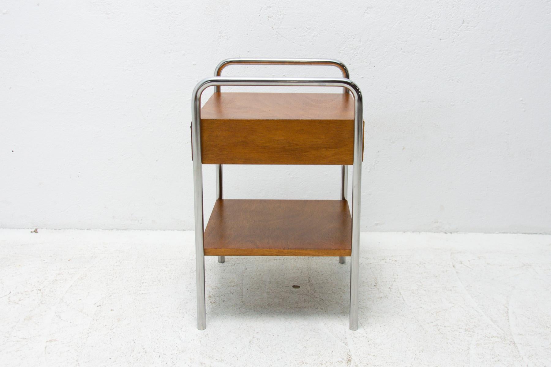 Bauhaus Chromed Side or Bedside Table by Robert Slezak, 1930´S, Czechoslovakia 1