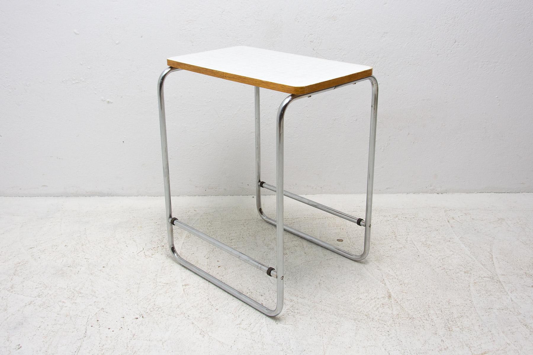 20th Century Bauhaus Chromed Side Table, 1930's, Czechoslovakia For Sale