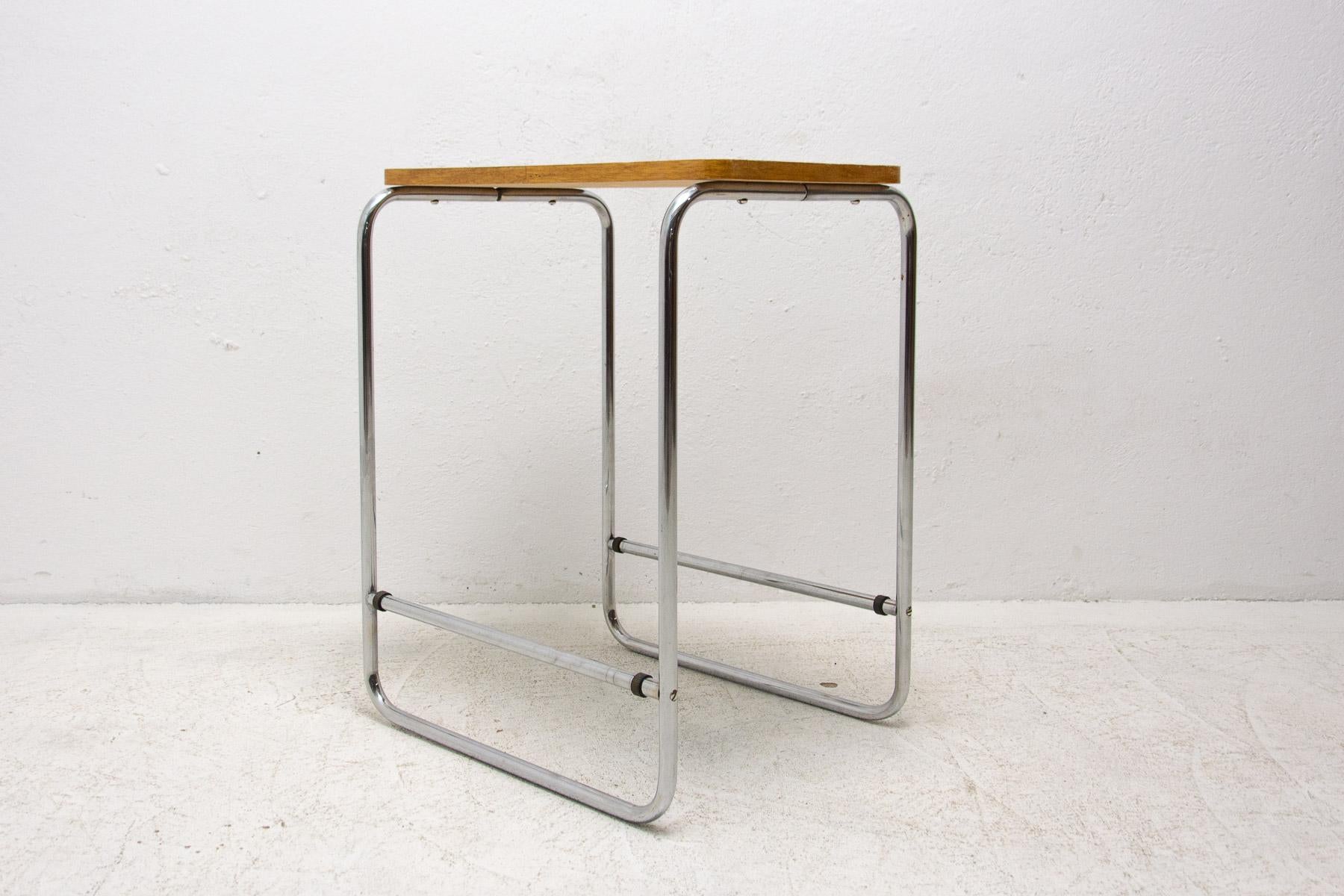 Bauhaus Chromed Side Table, 1930's, Czechoslovakia For Sale 1