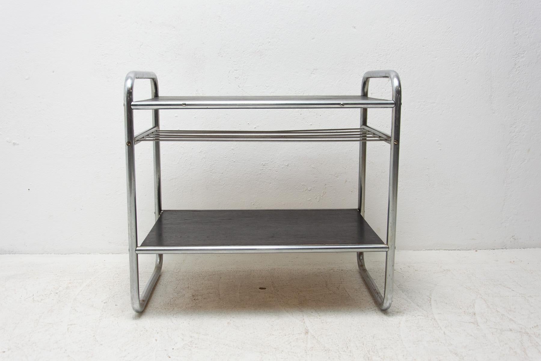 Bauhaus Chromed Side Table in Oak, 1930´s, Czechoslovakia 5