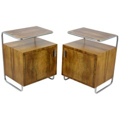 Bauhaus Chromed Tubular Steel Nightstands, 1930s, Set of Two