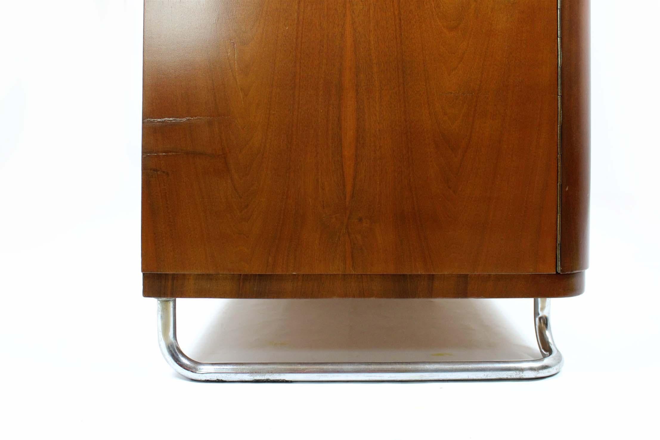Bauhaus Chromed Tubular Steel Wardrobe by Hynek Gottwald, 1940s 14