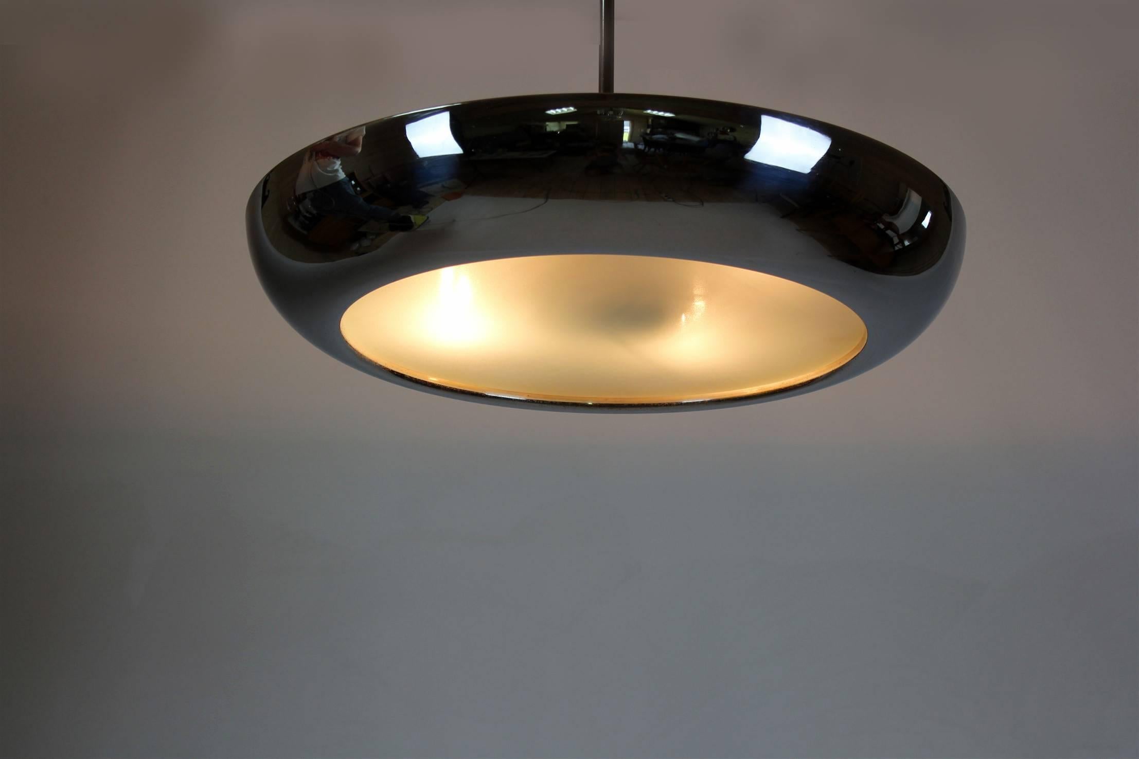 Bauhaus Chromed UFO Pendant Lamp by Josef Hurka for Napako, 1930s 8