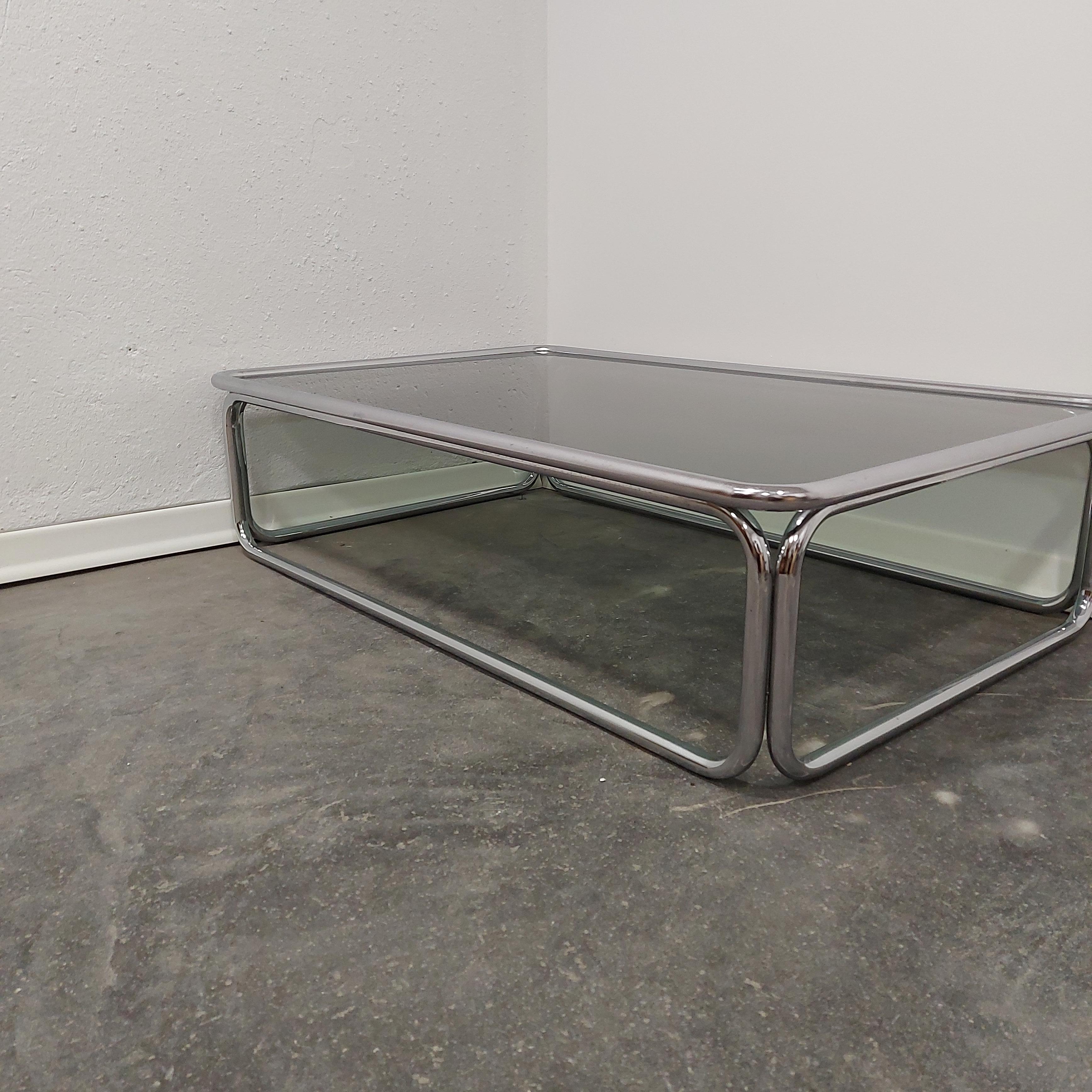 Smoked Glass Bauhaus coffee table 1970s