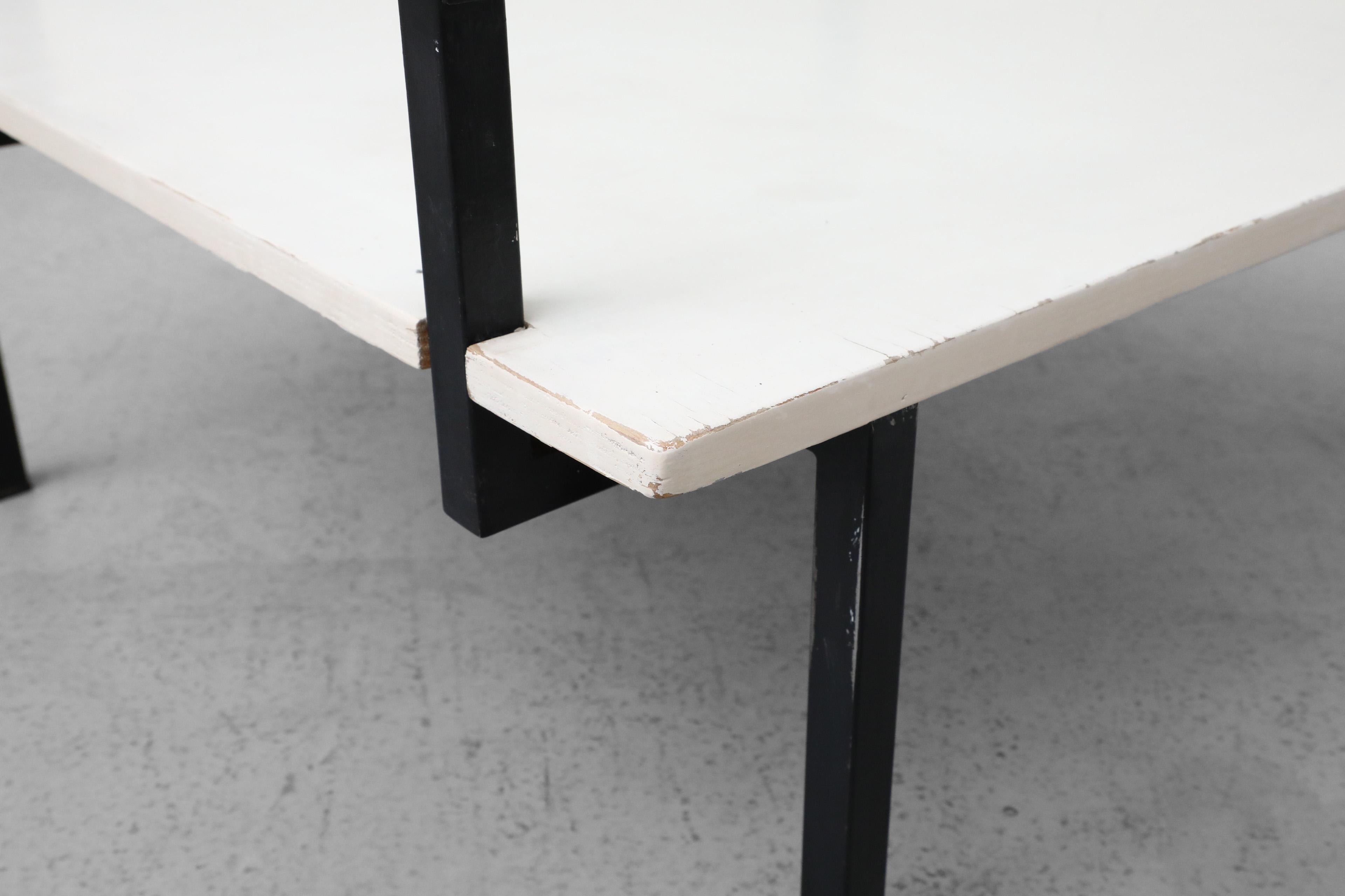 Bauhaus Coffee Table with Asymmetric Frame, Lower Shelf and Glass Top For Sale 5