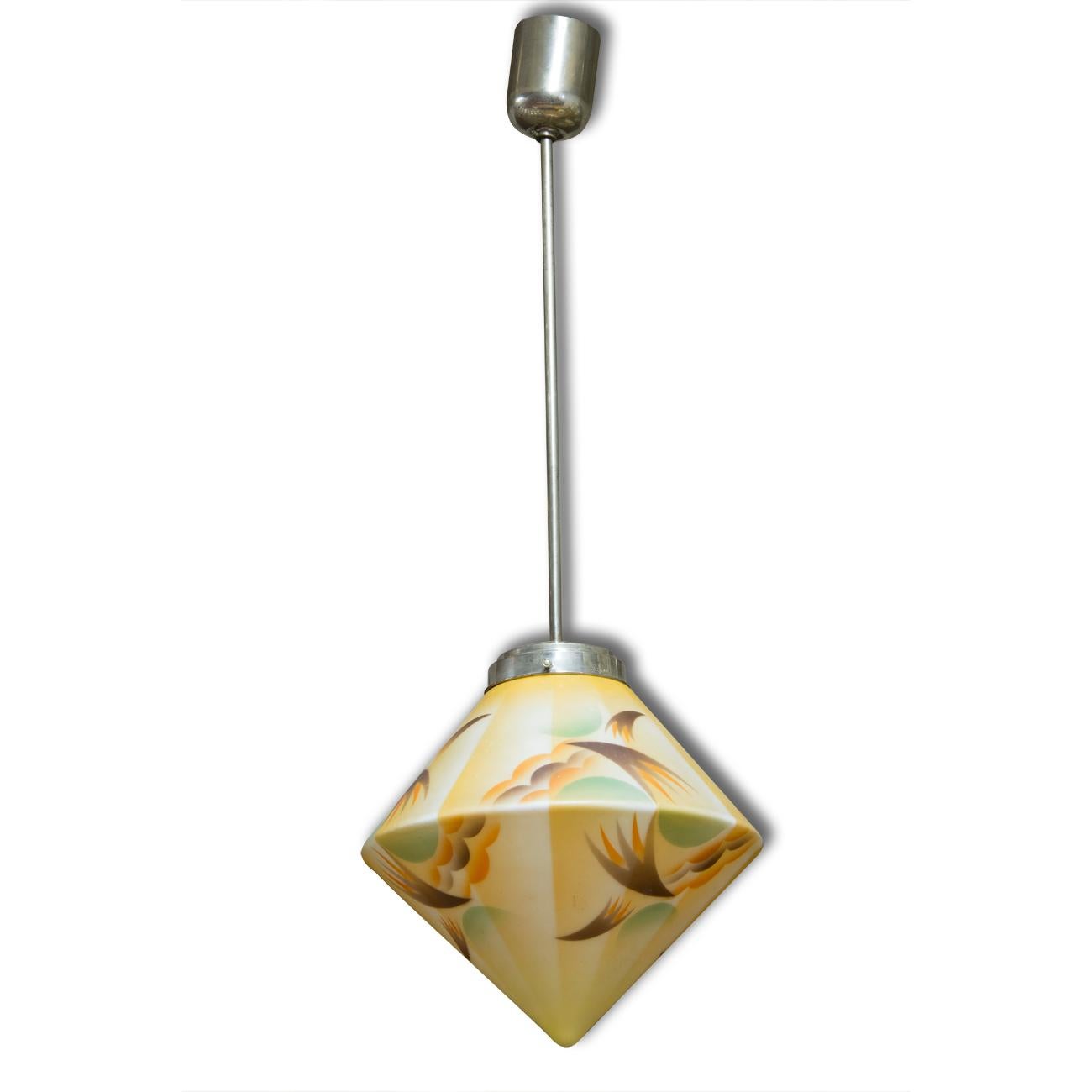 Bauhaus Colorfull Pendant Lamp, 1930s, Middle Europe In Excellent Condition In Prague 8, CZ