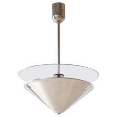 Bauhaus Conical Ceiling Lamp, Nickel-Plated Brass, Matted Glass, Prague