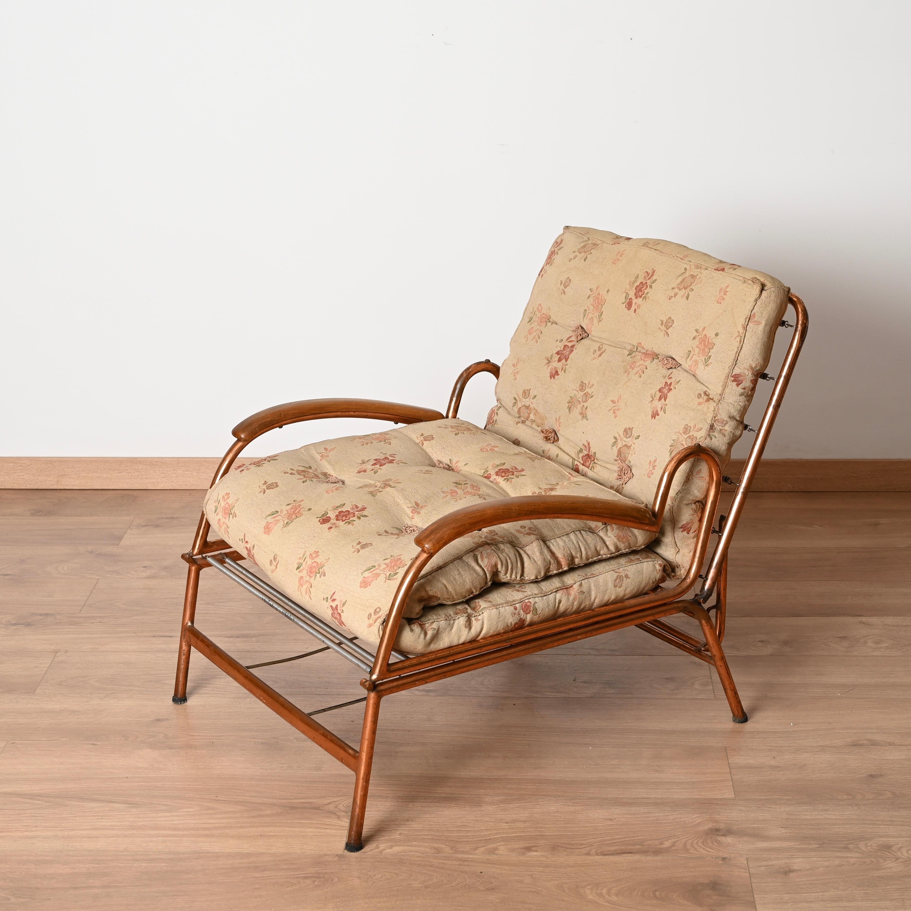 Bauhaus Copper and Walnut Adjustable Bed Armchair, Marcel Breuer, 1930s 8
