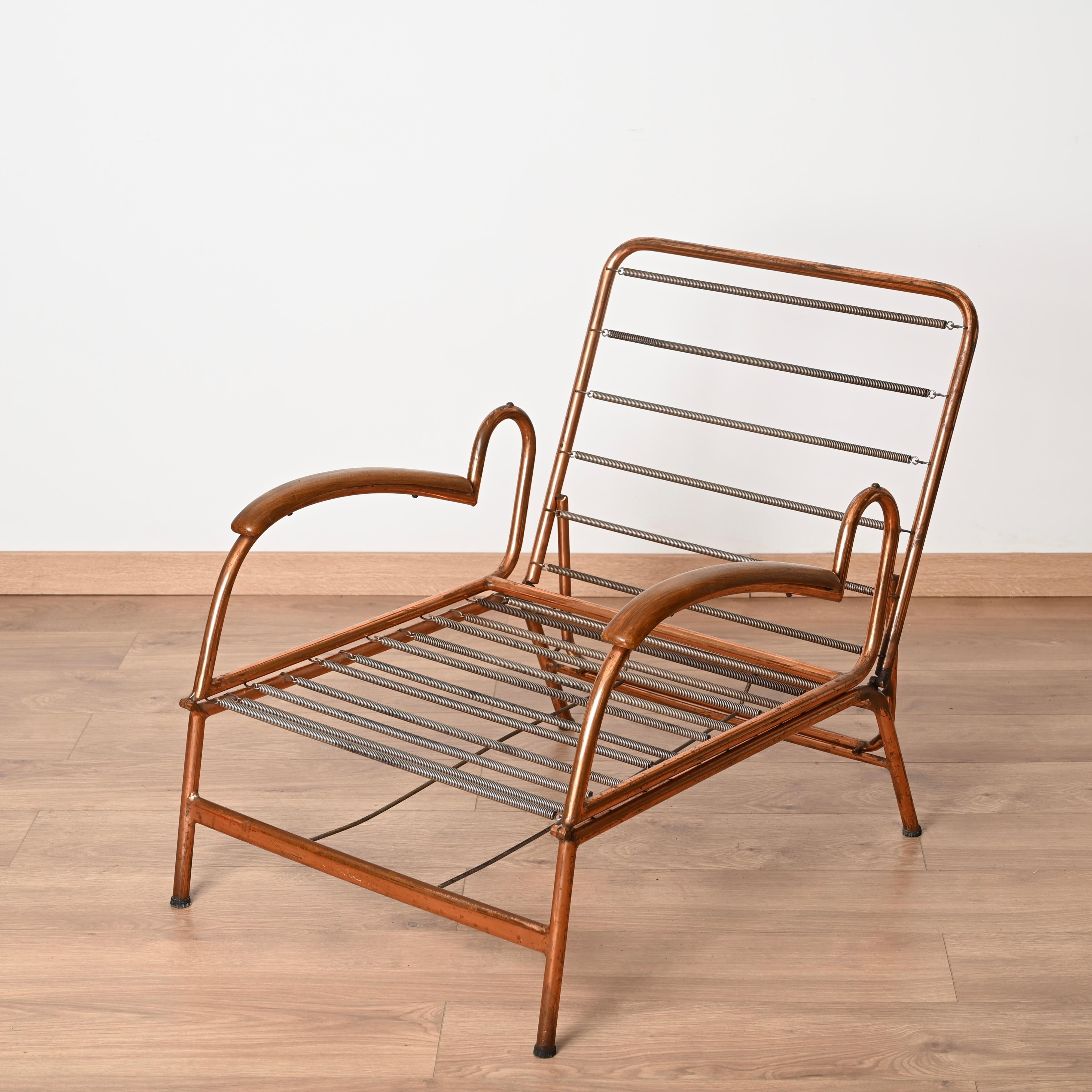 Bauhaus Copper and Walnut Adjustable Bed Armchair, Marcel Breuer, 1930s 9