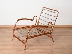 Bauhaus Copper and Walnut Adjustable Bed Armchair, Marcel Breuer, 1930s