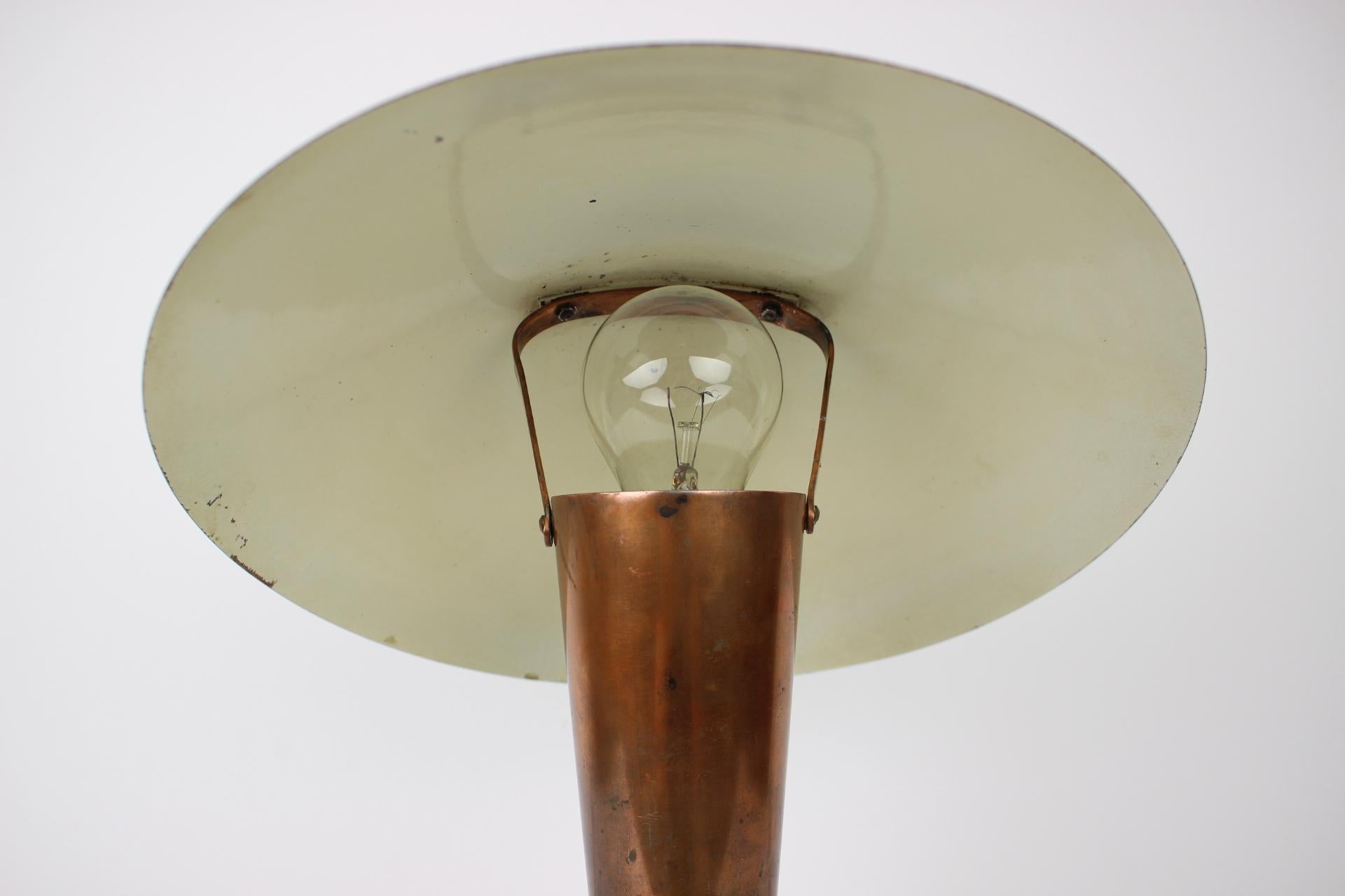 Bauhaus Copper Big Table Lamp, 1930's In Good Condition In Praha, CZ