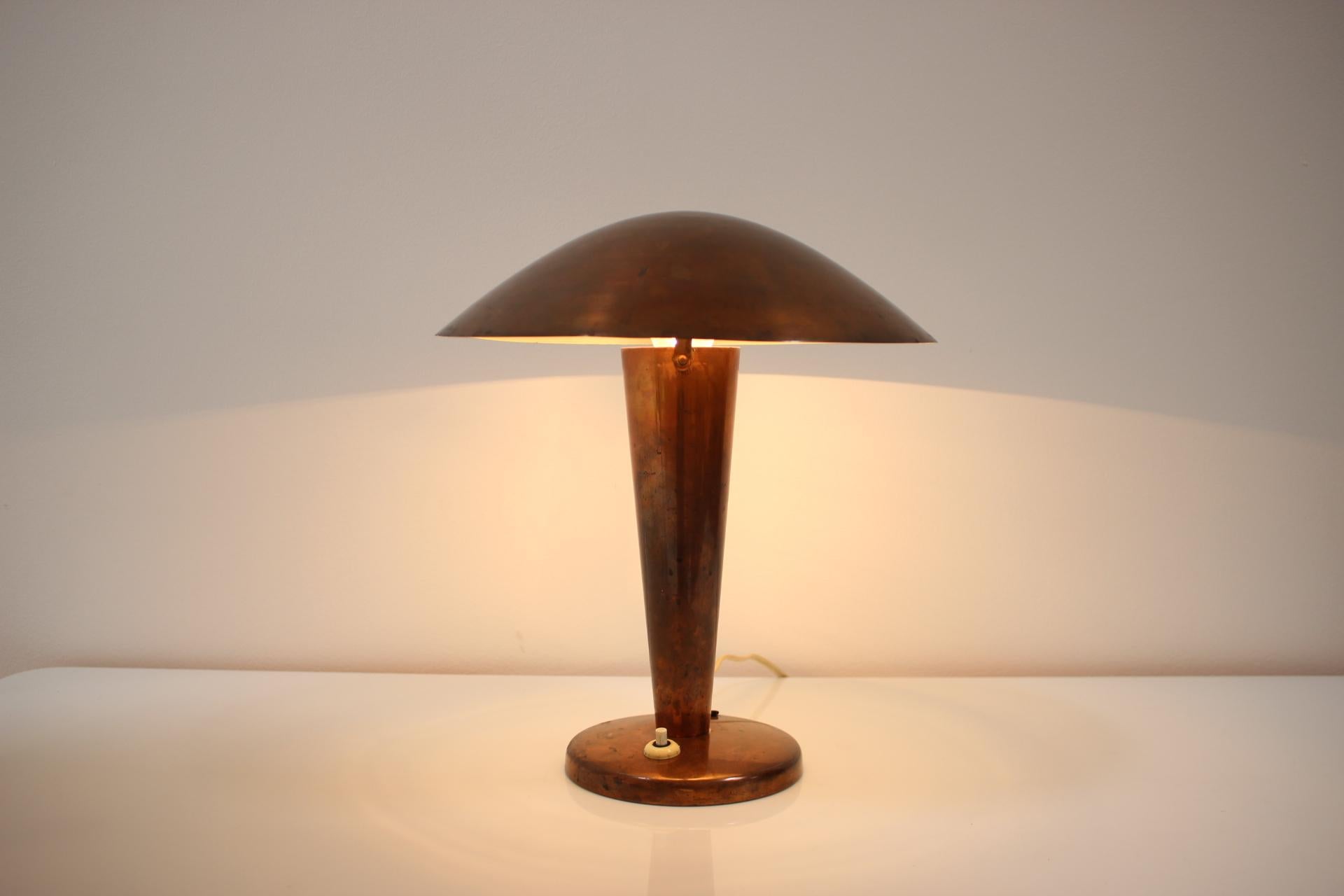 Bauhaus Copper Big Table Lamp, 1930's 2