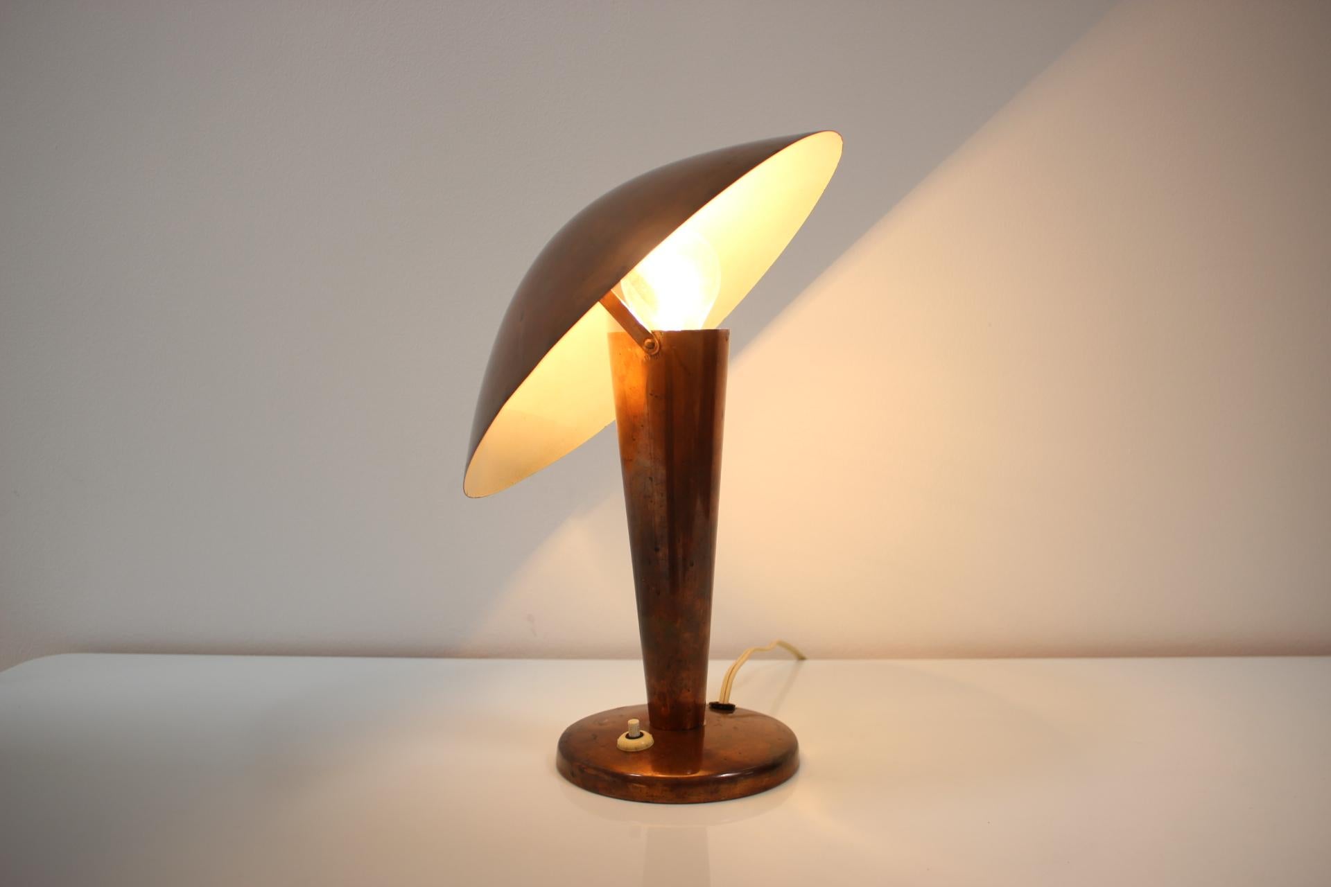 Bauhaus Copper Big Table Lamp, 1930's 3