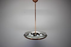 Bauhaus Copper Chandelier UFO by Josef Hurka, Czechoslovakia, 1930s