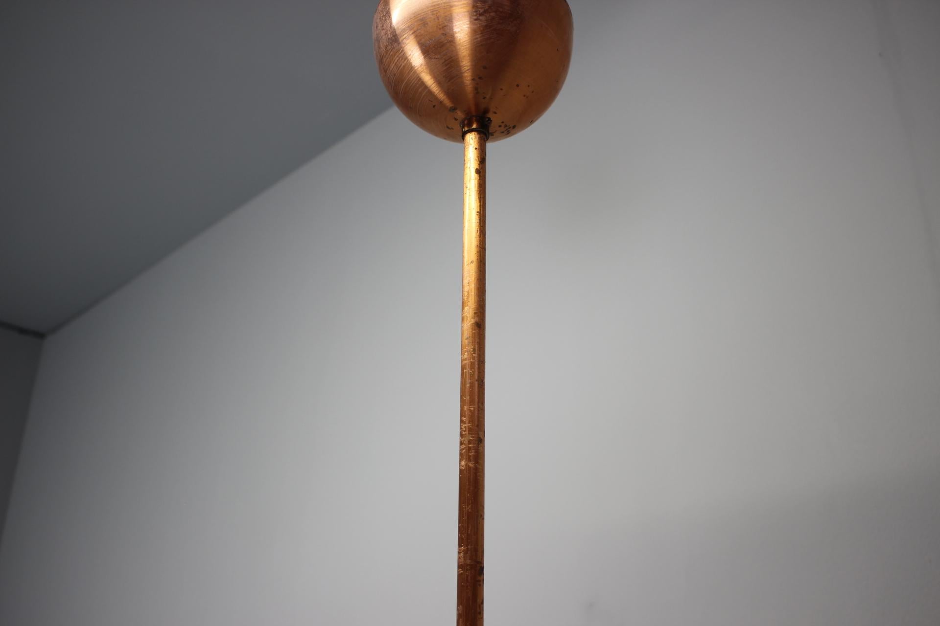 Lampadario in rame Bauhaus UFO di Josef Hurka, Cecoslovacchia, anni '30 in vendita 1