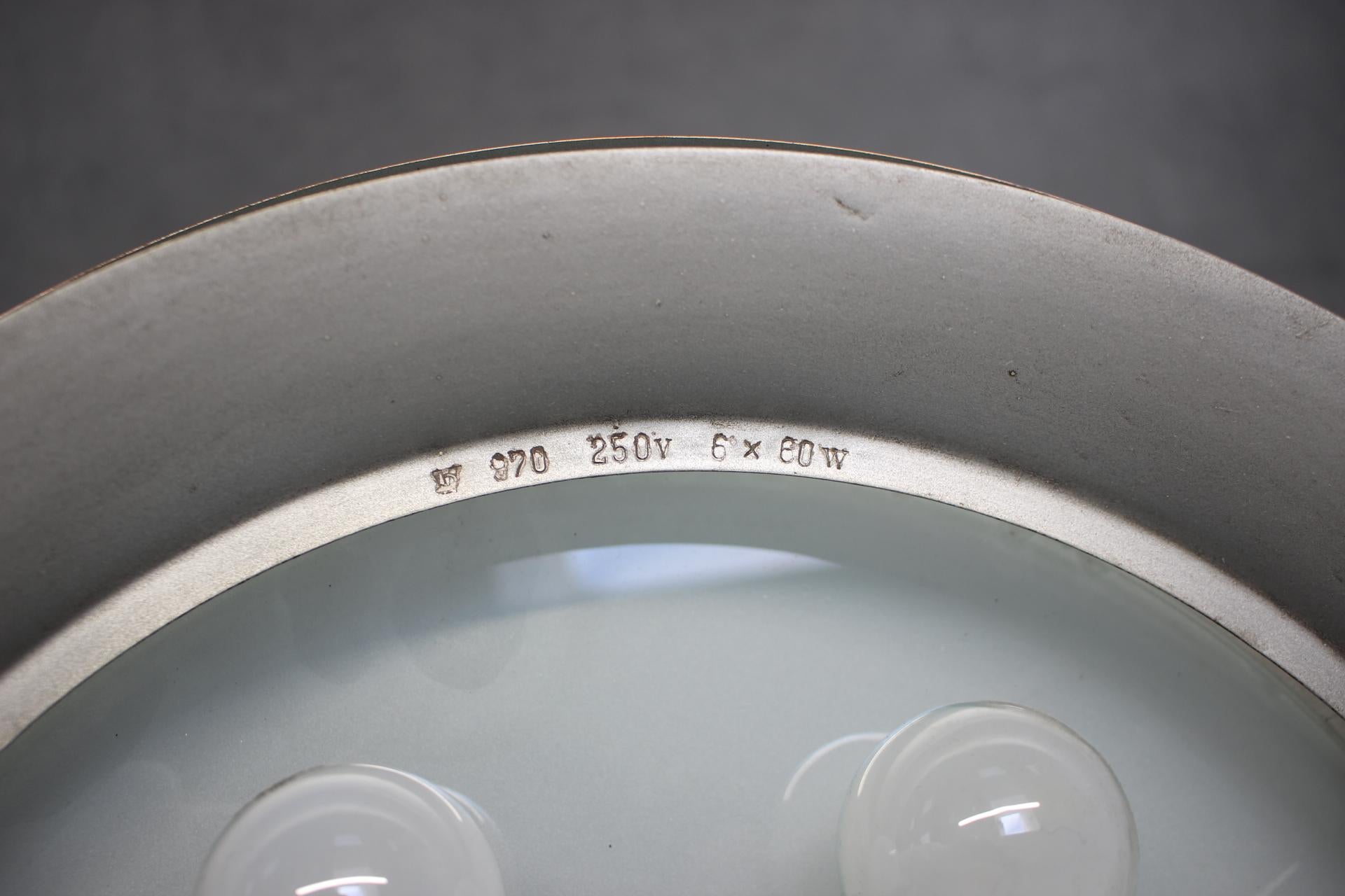 Lampadario in rame Bauhaus UFO di Josef Hurka, Cecoslovacchia, anni '30 in vendita 2