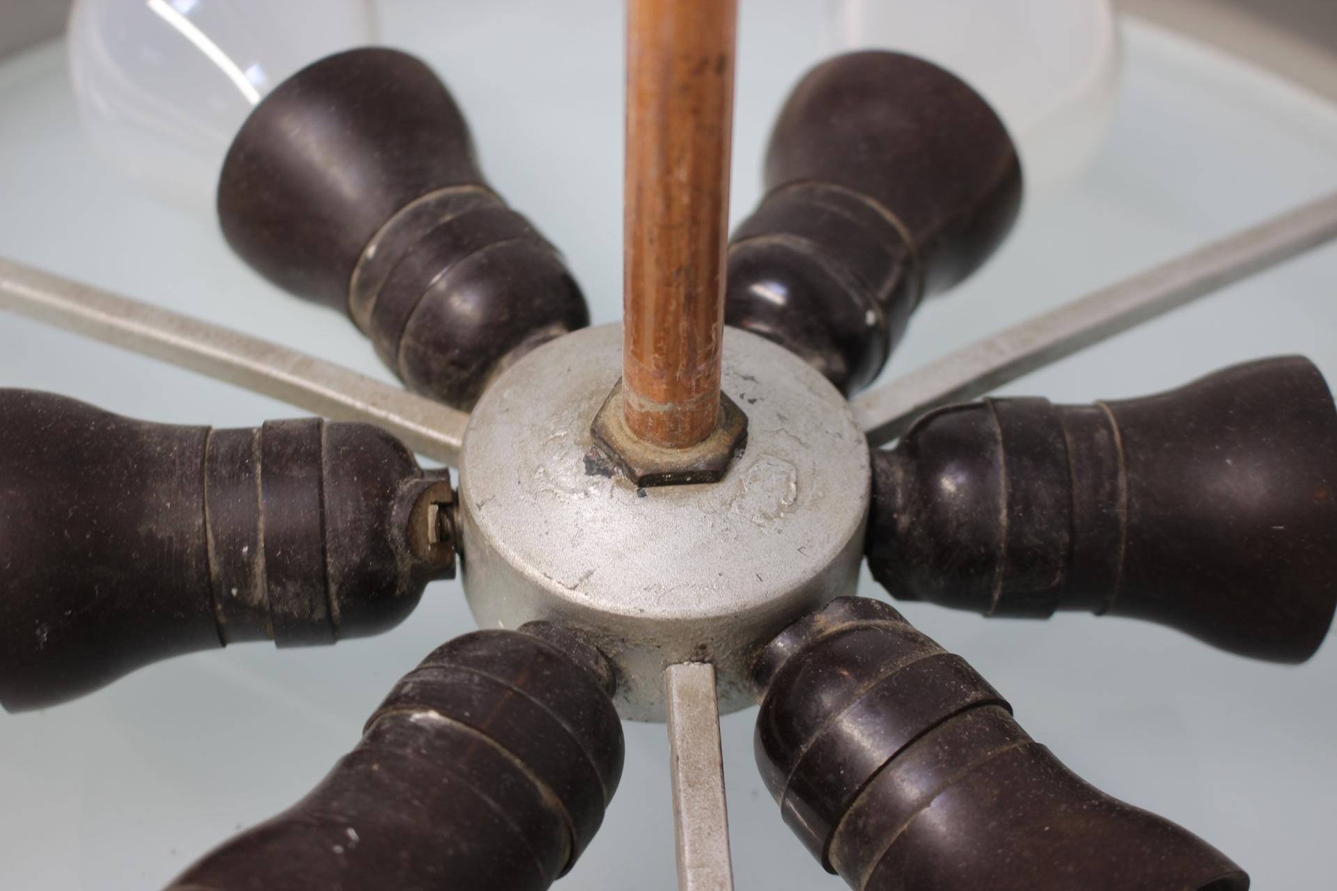 Lampadario in rame Bauhaus UFO di Josef Hurka, Cecoslovacchia, anni '30 in vendita 3