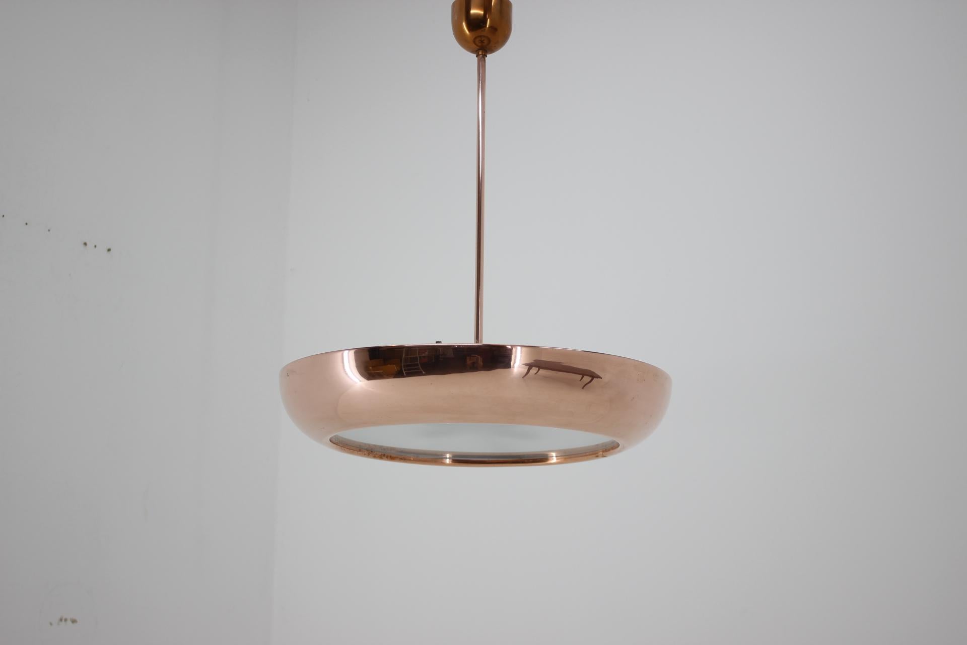 Mid-Century Modern Bauhaus Copper Pendant Lamp by Josef Hurka for Napako