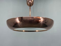 Lampadario Bauhaus UFO in rame di Josef Hurka, anni '30