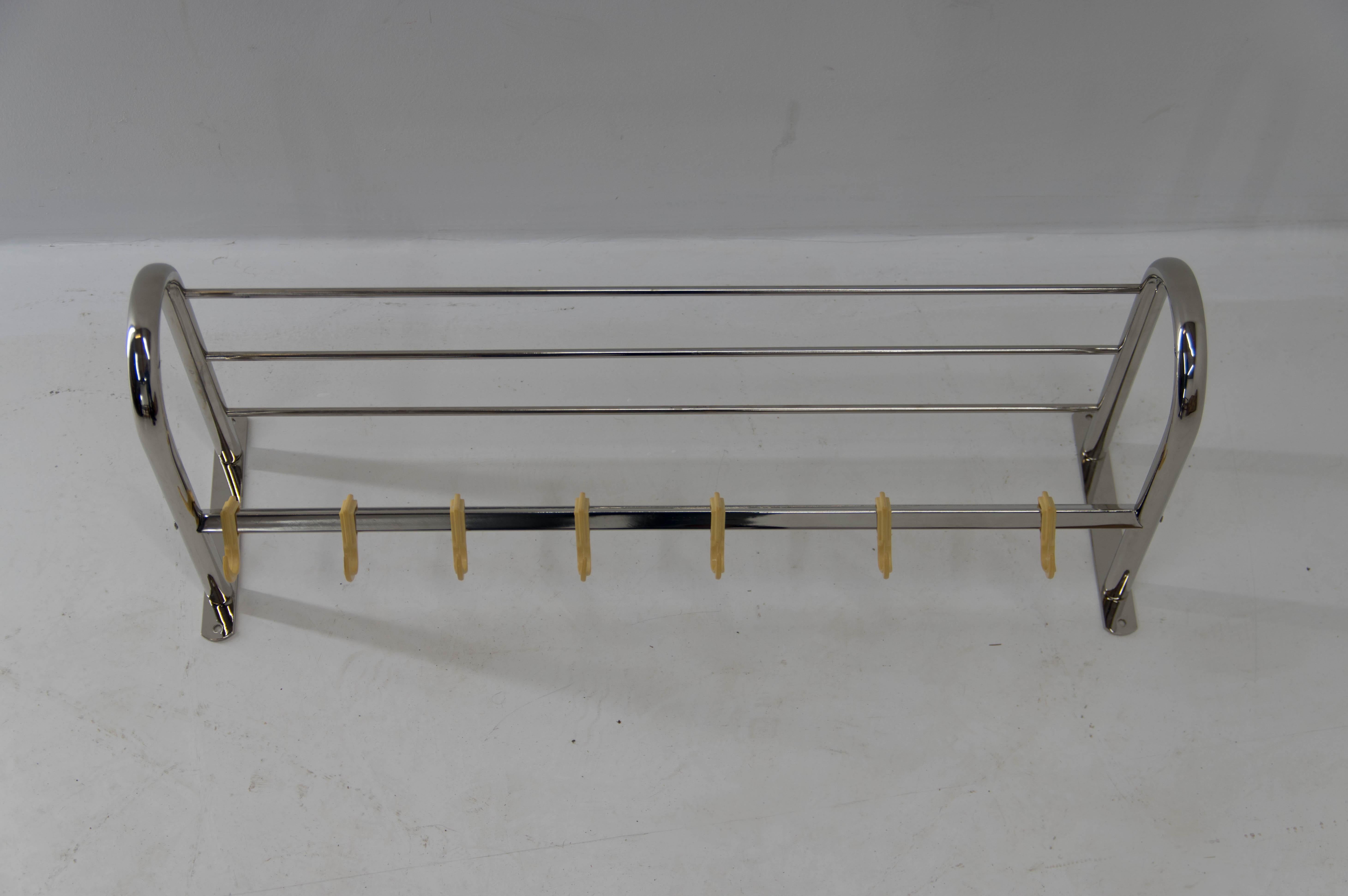Nickel Bauhaus Wall Coat Hanger, Perfect Condition, 1920s For Sale