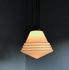 Bauhaus Design and Art Deco Style Chrome and Opaline Glass Pendant Light