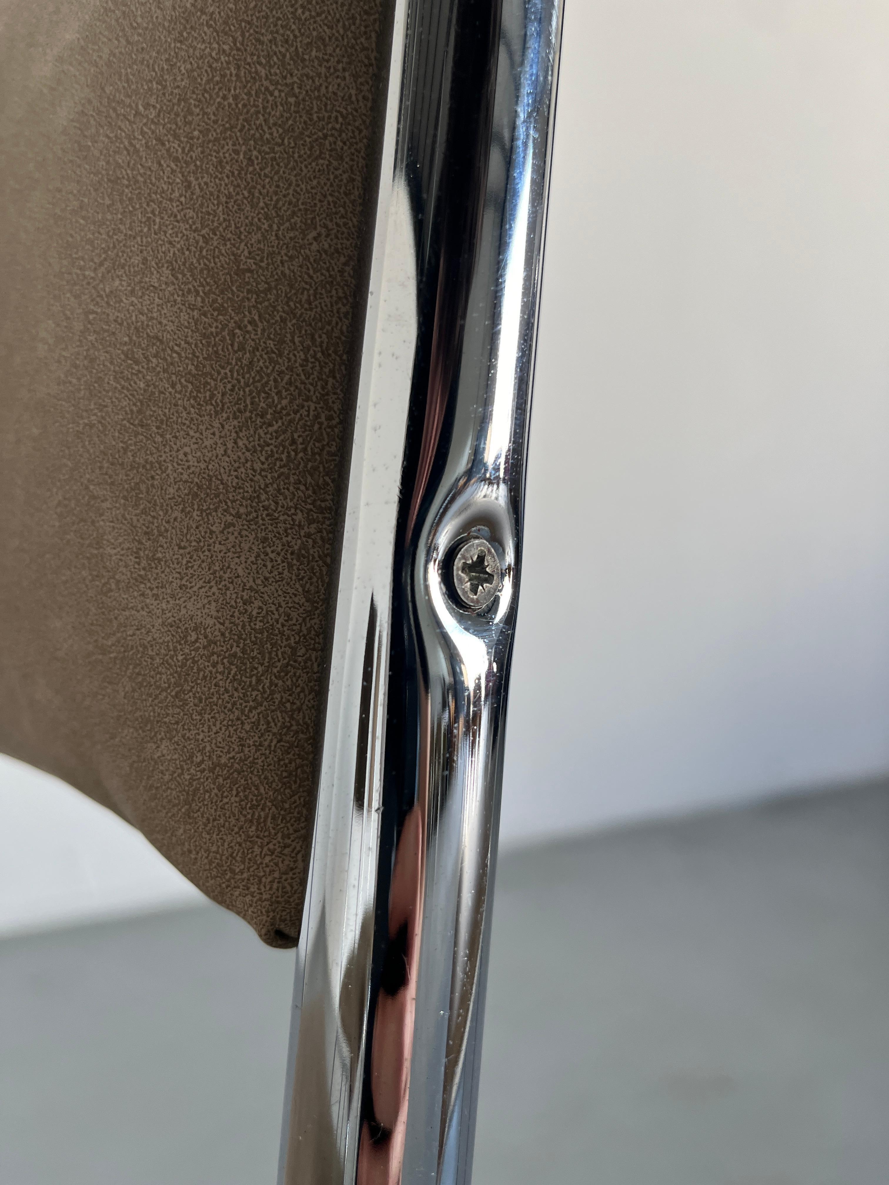Bauhaus Design Chrome Tubular Steel and Beige Faux Leather Dining Chairs, 1980s 11