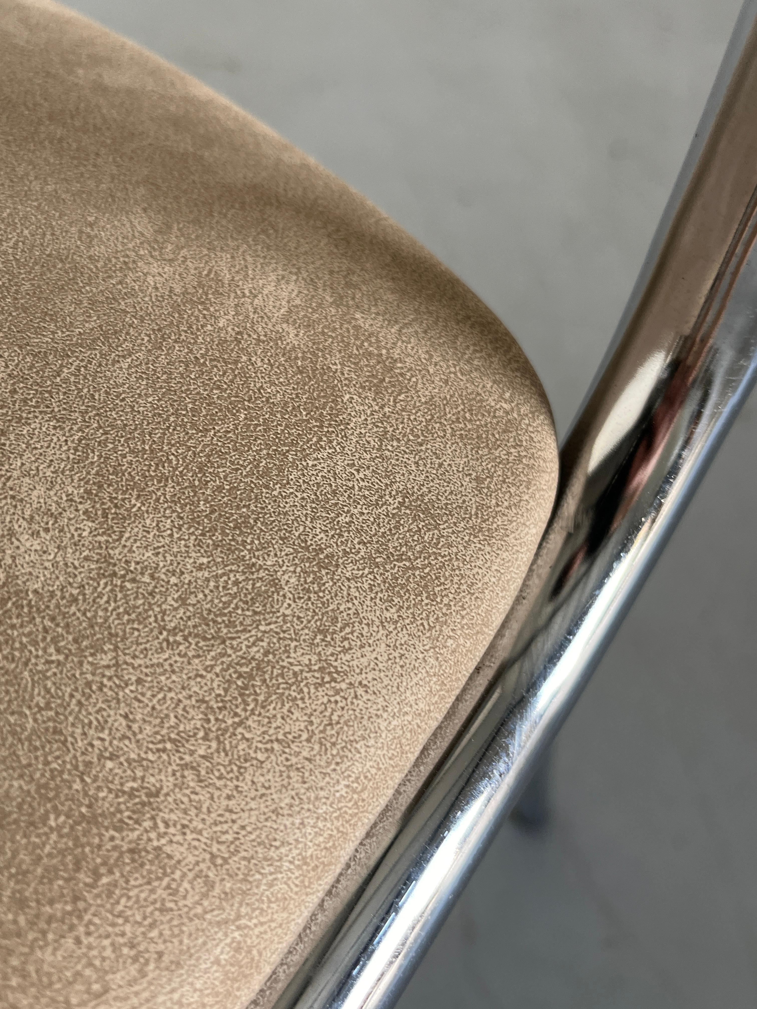 Bauhaus Design Chrome Tubular Steel and Beige Faux Leather Dining Chairs, 1980s 13