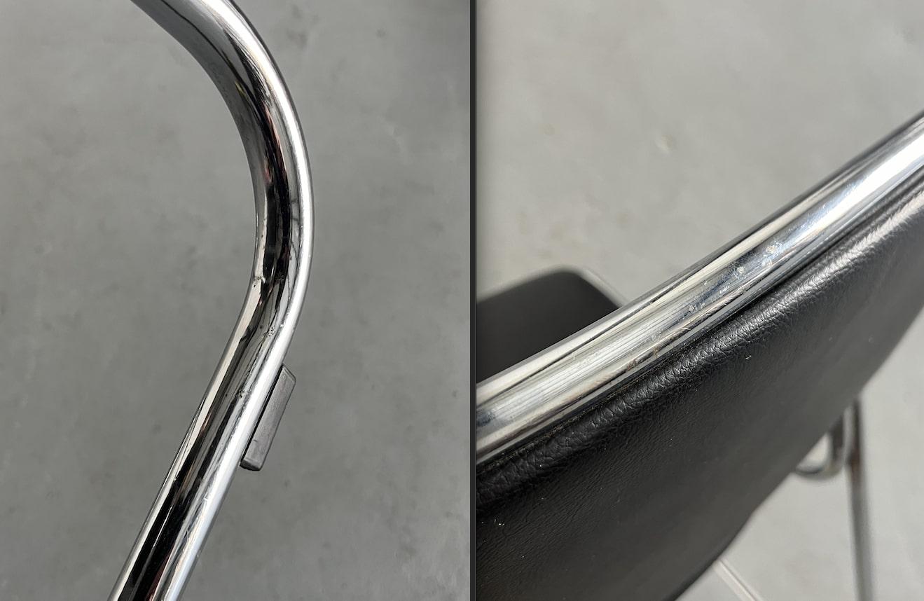 Bauhaus Design Chromed Steel and Black Faux Leather Dining Chair, 1990s Italy 7
