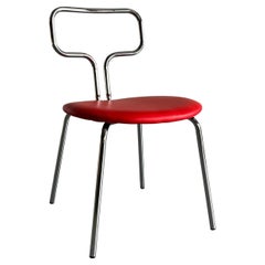 Diseño Bauhaus Sillas de comedor curvadas de acero tubular cromado y piel sintética