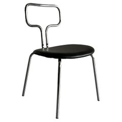 Diseño Bauhaus Sillas de comedor curvadas de acero tubular cromado y piel sintética