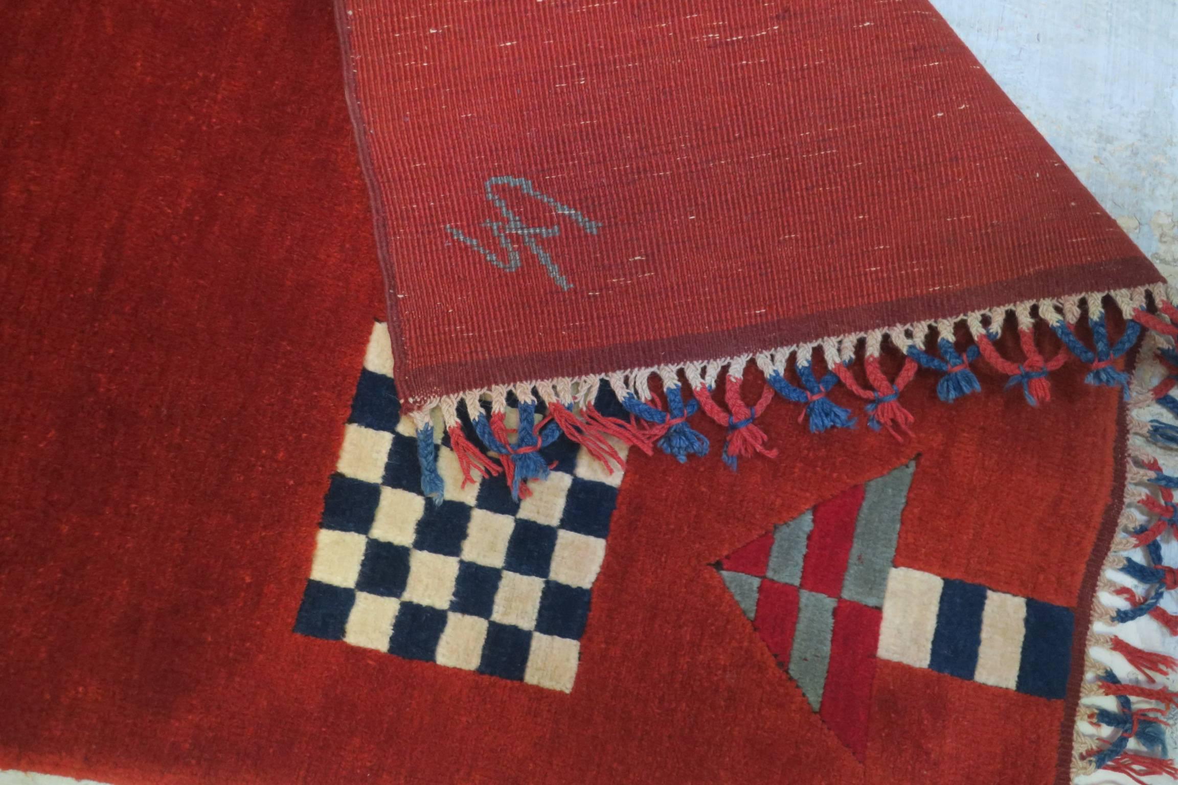 20th Century Bauhaus Design Hand-Knotted Geometric Rug Signed For Sale