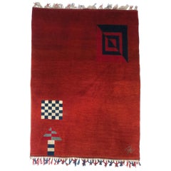 Bauhaus Design Hand Knotted Geometric Rug Signed