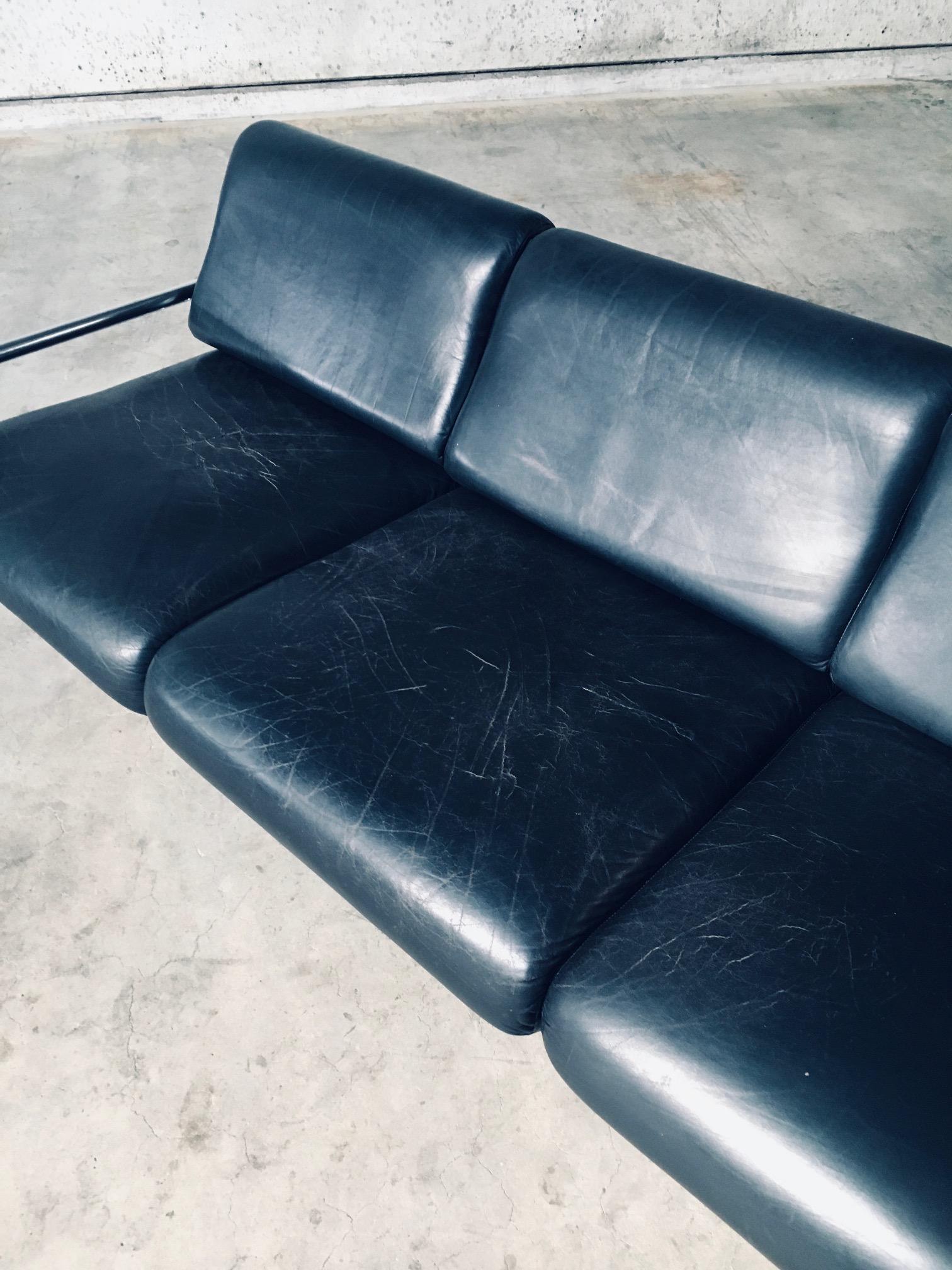 Bauhaus Design Tubular Steel & Leather 3 Seat Sofa, Germany 1950's 11