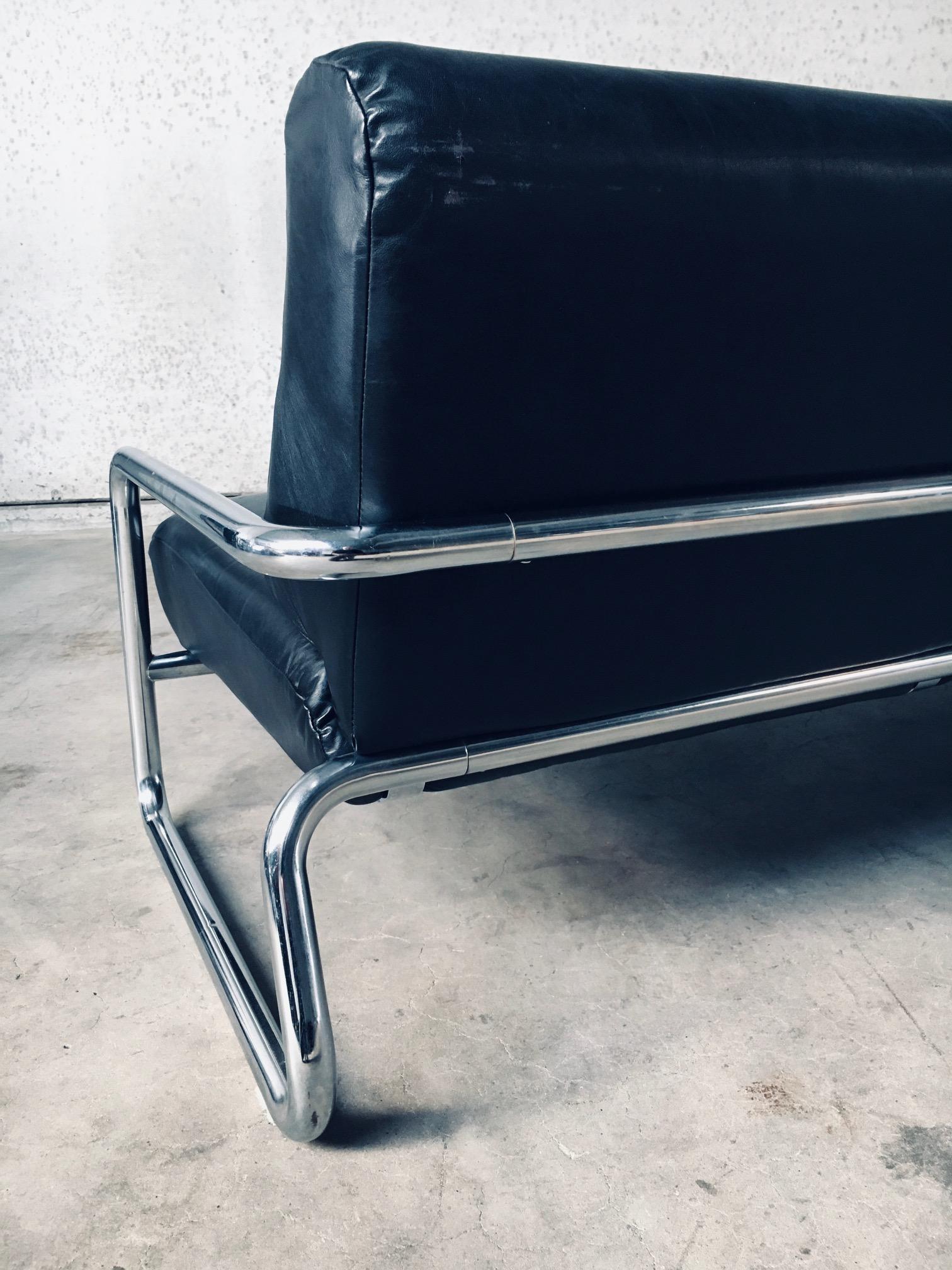 Bauhaus Design Tubular Steel & Leather 3 Seat Sofa, Germany 1950's 13