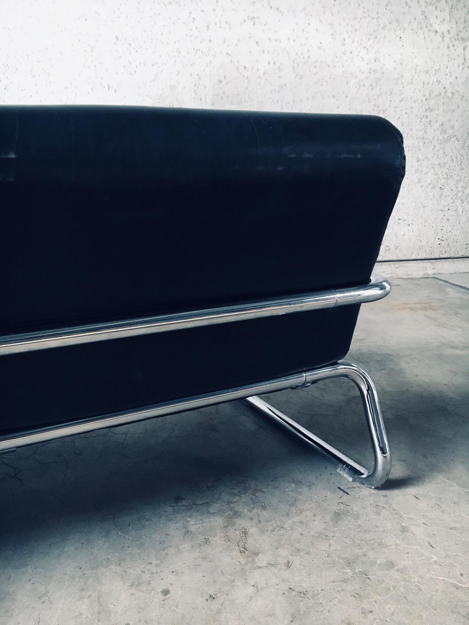 Bauhaus Design Tubular Steel & Leather 3 Seat Sofa, Germany 1950's 15