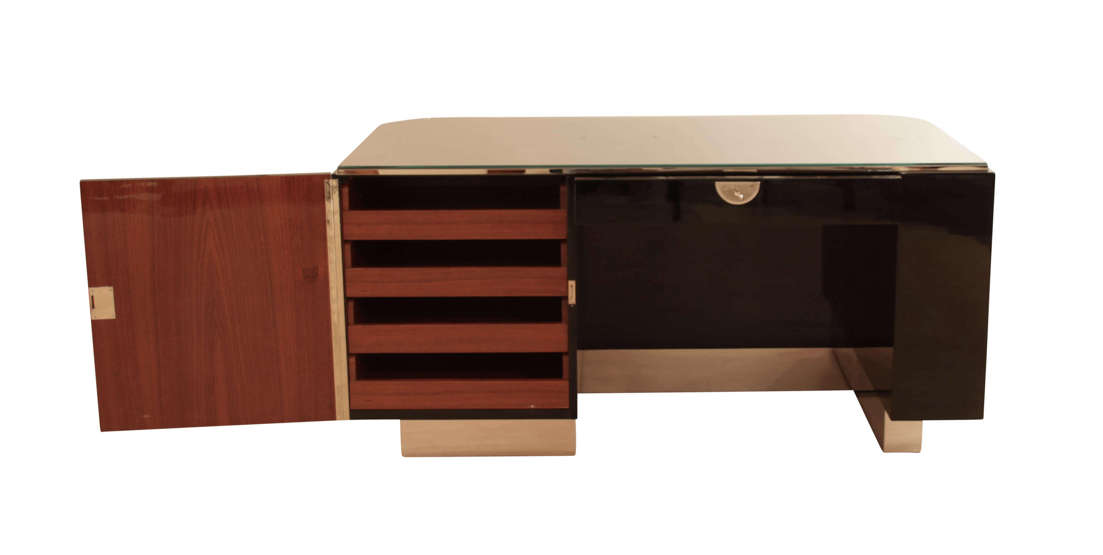 Mid-20th Century Bauhaus Desk, Black Lacquer and Chrome, Germany, circa 1930