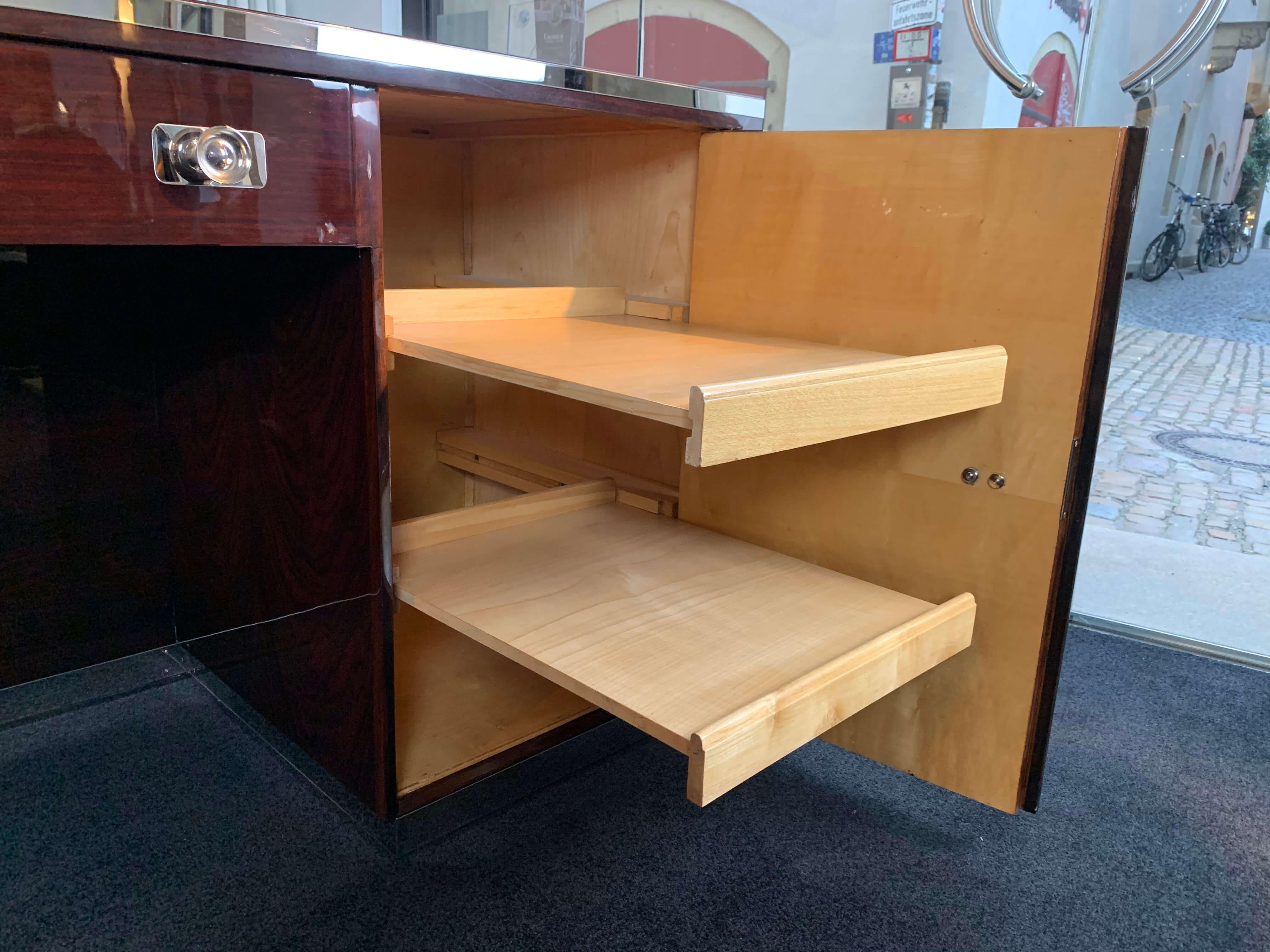 Bauhaus Desk by Erich Diekmann, Rosewood Veneer, Restored, Germany, 1920s For Sale 12