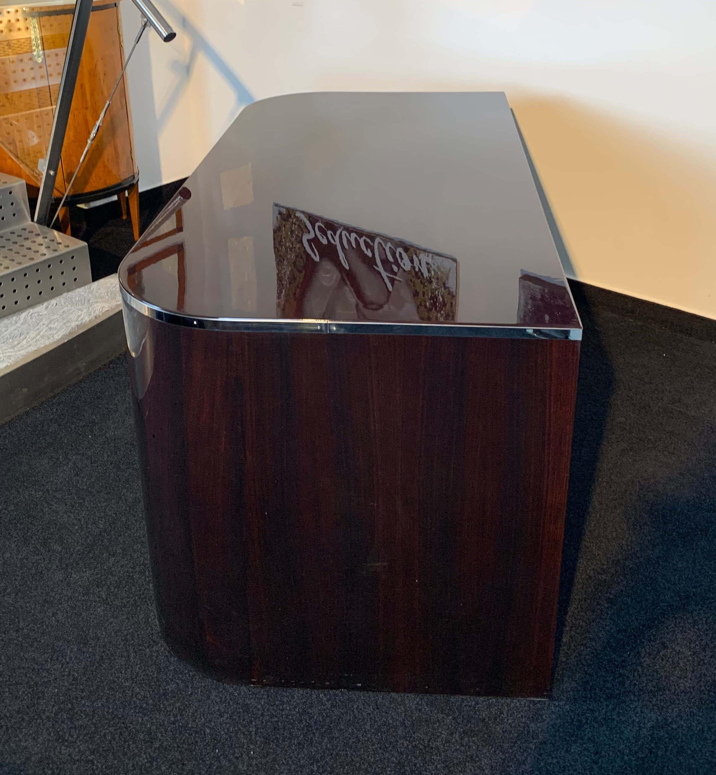 Stainless Steel Lacquered Rosewood Desk by Erich Diekmann, Bauhaus, Germany, 1920s For Sale