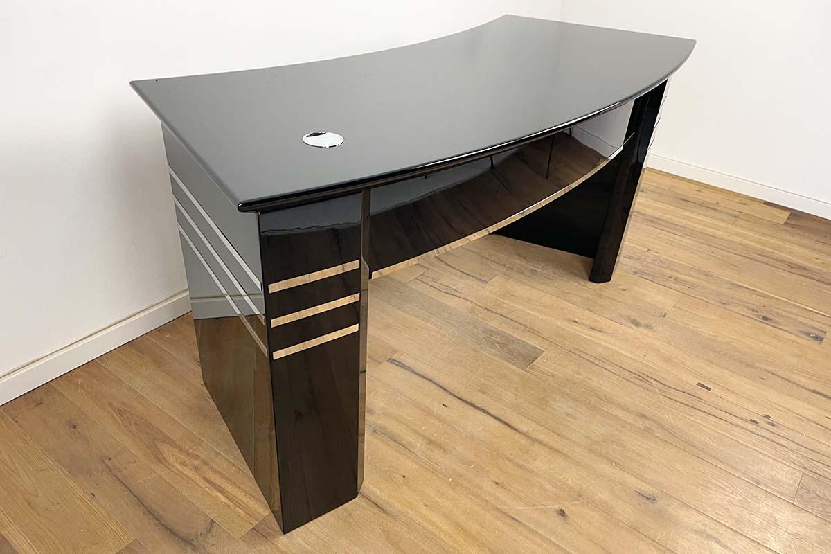 Bauhaus Desk in Black Piano Laquer from an Old Print Shop In Excellent Condition In Greven, DE