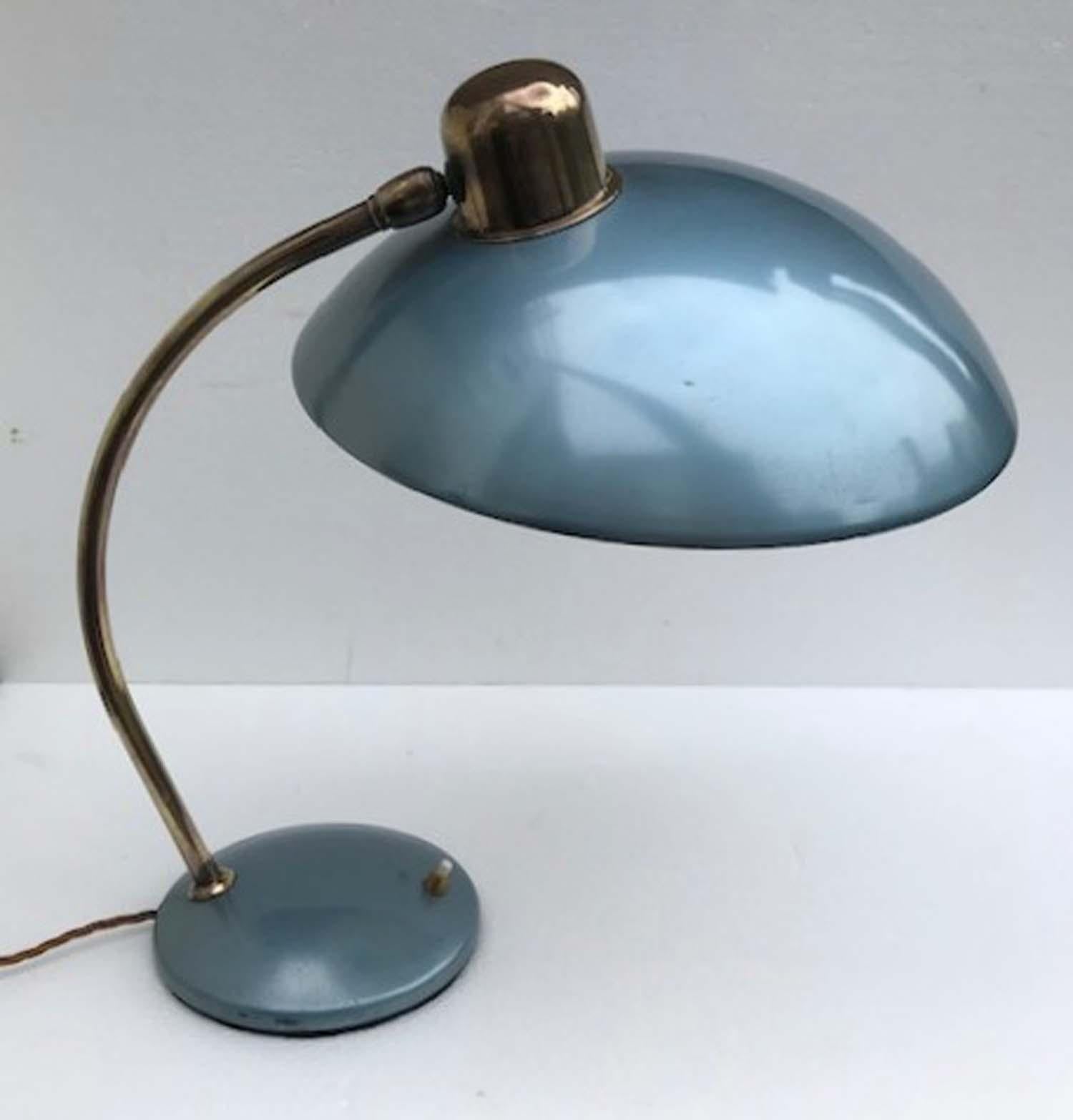 Mid-Century Modern Bauhaus Desk Lamp Blue Metallic by Christian Dell