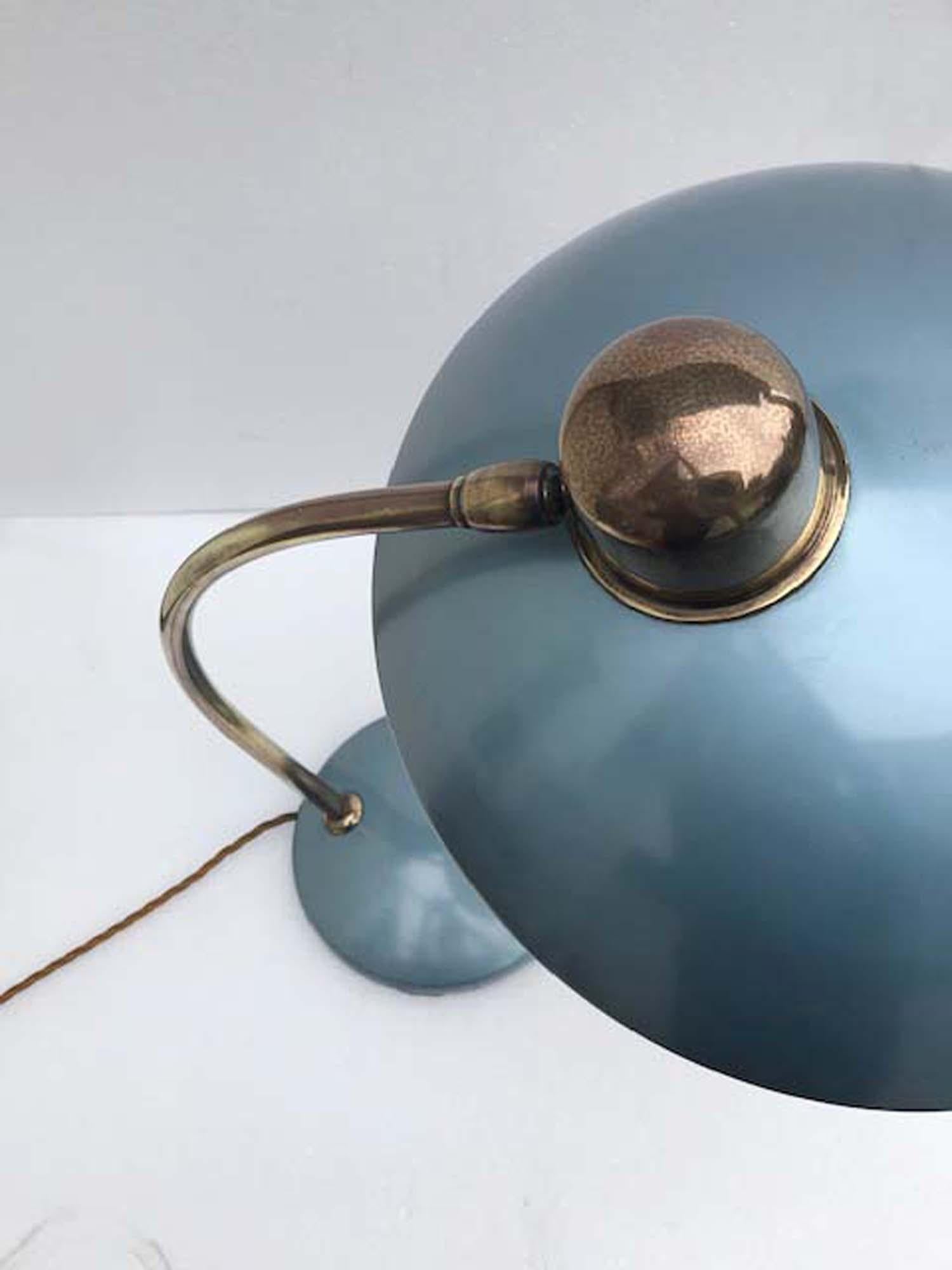 Mid-20th Century Bauhaus Desk Lamp Blue Metallic by Christian Dell