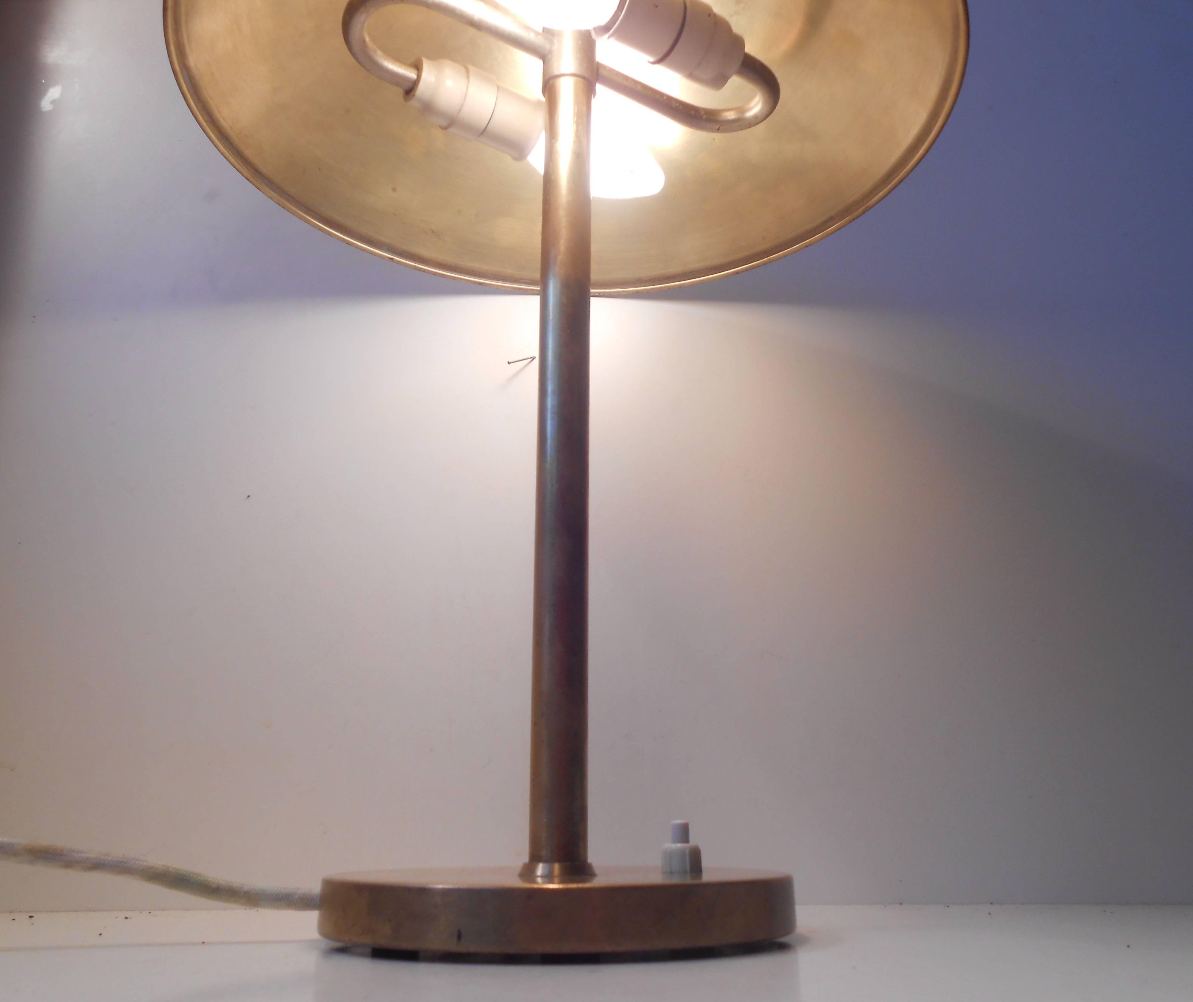 Bauhaus Desk Lamp in Brass by Lyfa, Denmark, 1930s 4