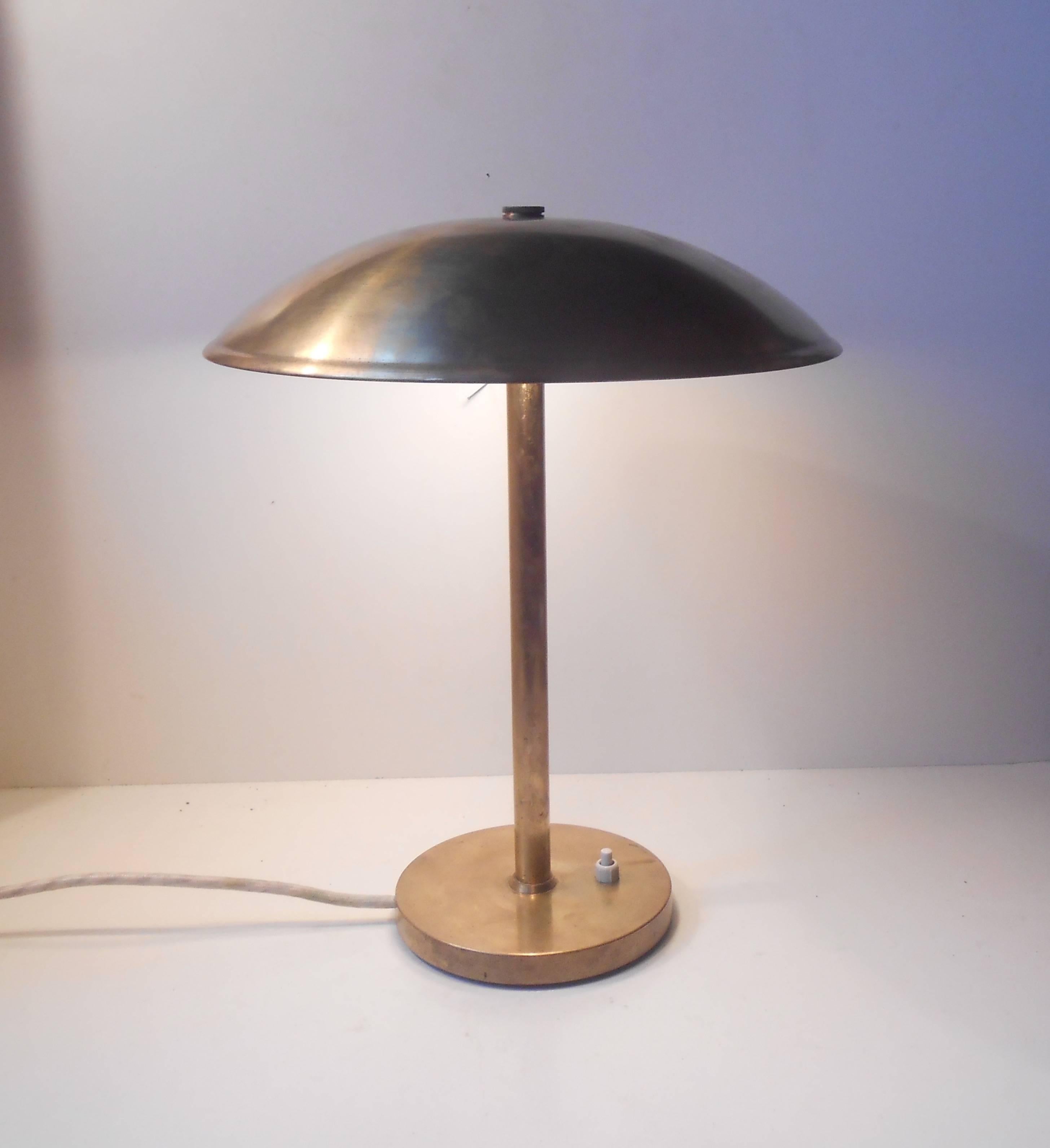 Polished Bauhaus Desk Lamp in Brass by Lyfa, Denmark, 1930s